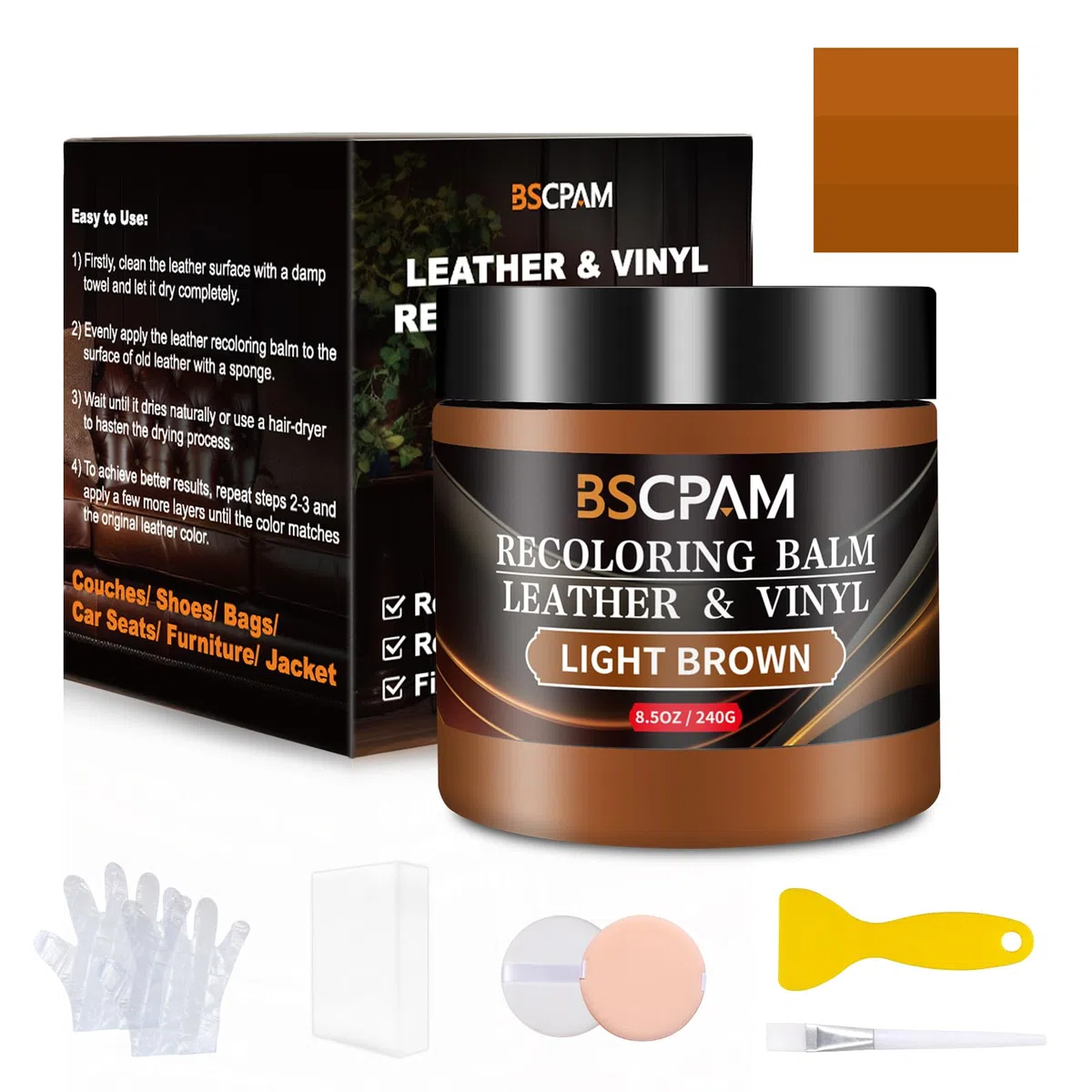 Reparador de Cuero Marrón Claro,Pintura para Cuero,Reparador de Cuero para Coches,Reparador Líquido de Cuero para Sofás,Vinilo,Asientos de Automóvil,Zapatos,Abrigos,Reparación de Arañazos y Manchas