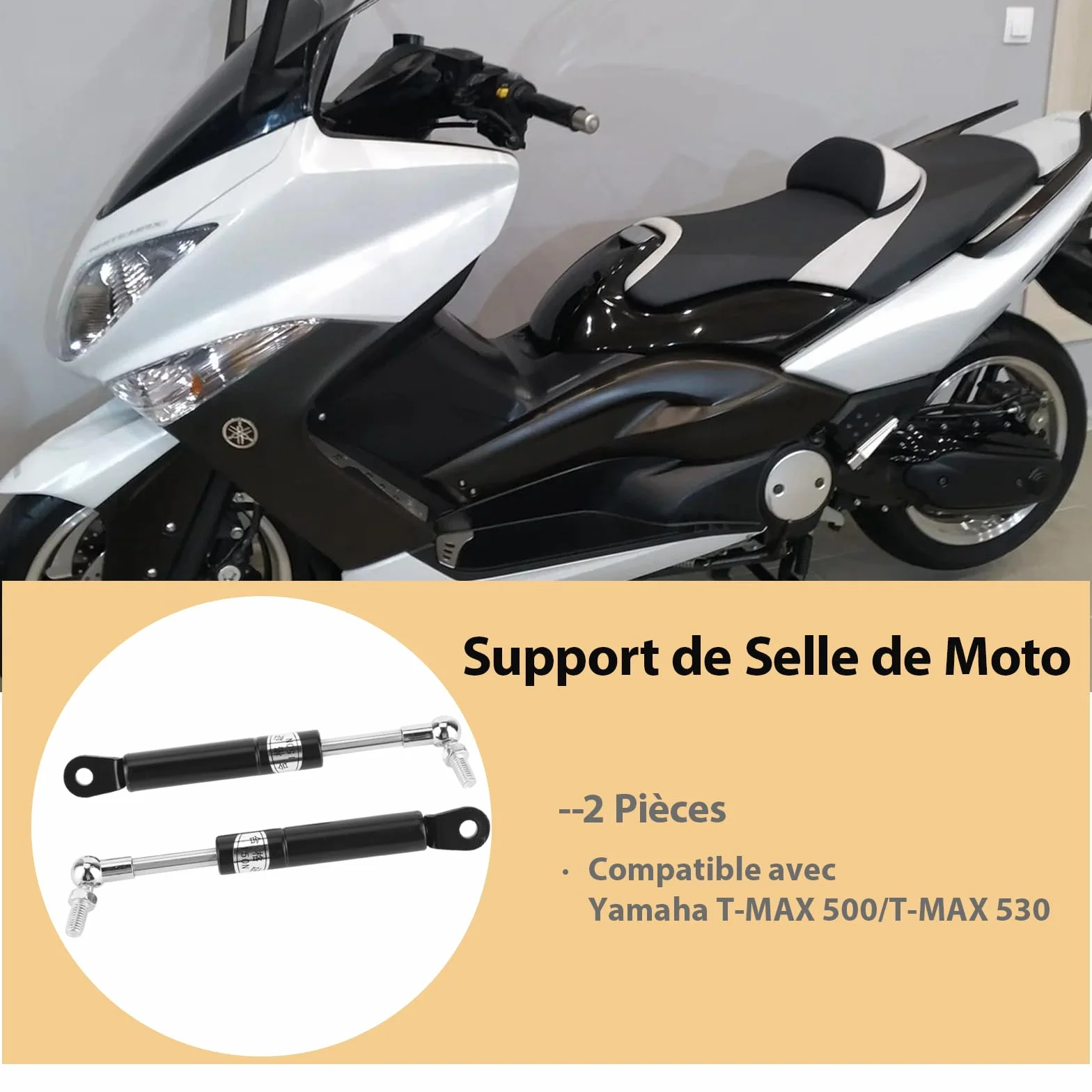 Par de puntales de elevación de asiento de motocicleta, asiento de resorte de Gas apto para Yamaha T-MAX 500/T-MAX 530, accesorios de motocicleta