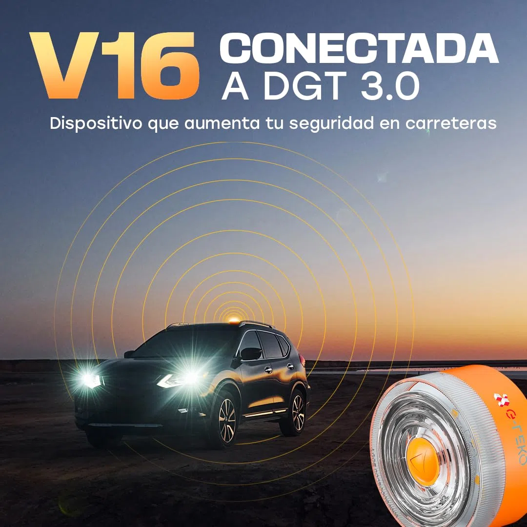 WEIDA Baliza V16 - Luz De Emergencia Geolocalizable | Modelo F168 | Baliza para Coche Homologada DGT | Base Magnética, Pilas Alcalinas 9V, Autonomía Máx 2 Horas | Resistencia al Agua IP54 (PACK 1)