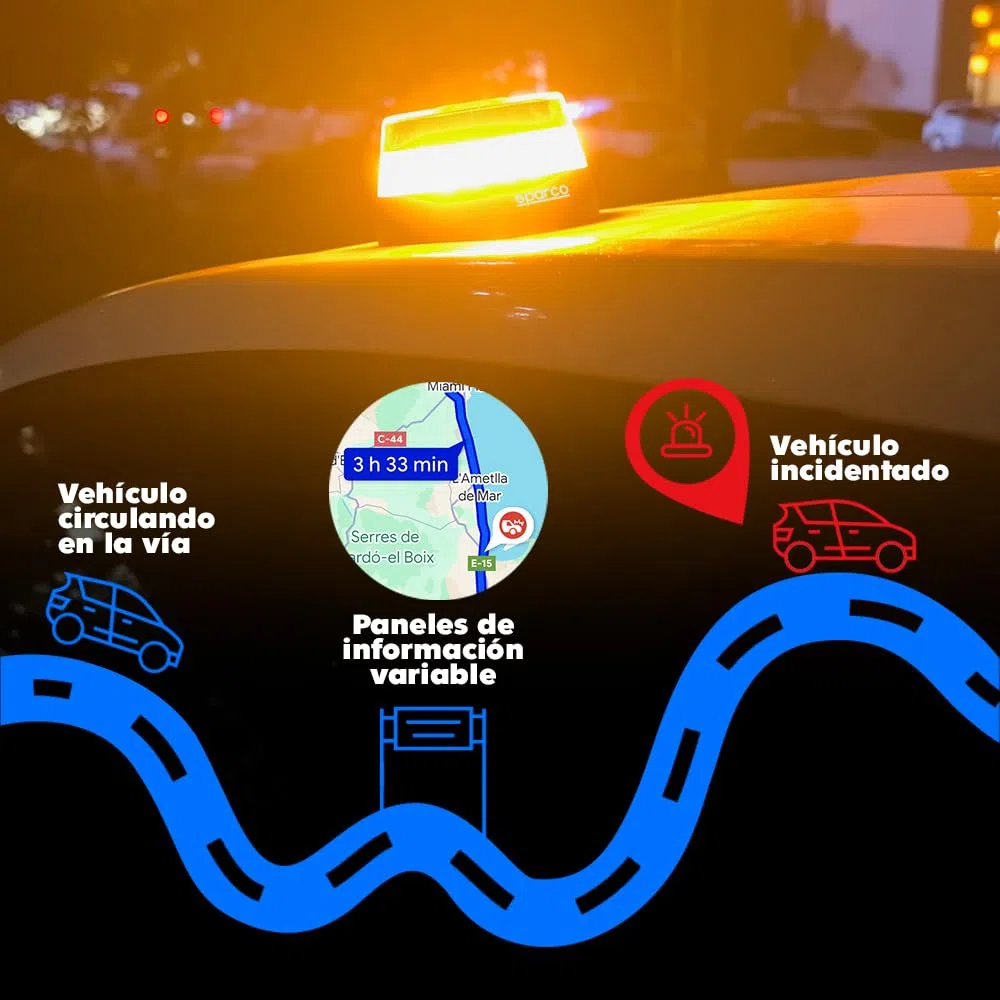 Sparco Luz Emergencia Coche V16 Homologada DGT 3.0 con Geolocalización, SIM y Datos Incluidos hasta 2038 + Estuche de Regalo, Baliza Obligatoria Enero 2026, App incluida (Plástico ABS)