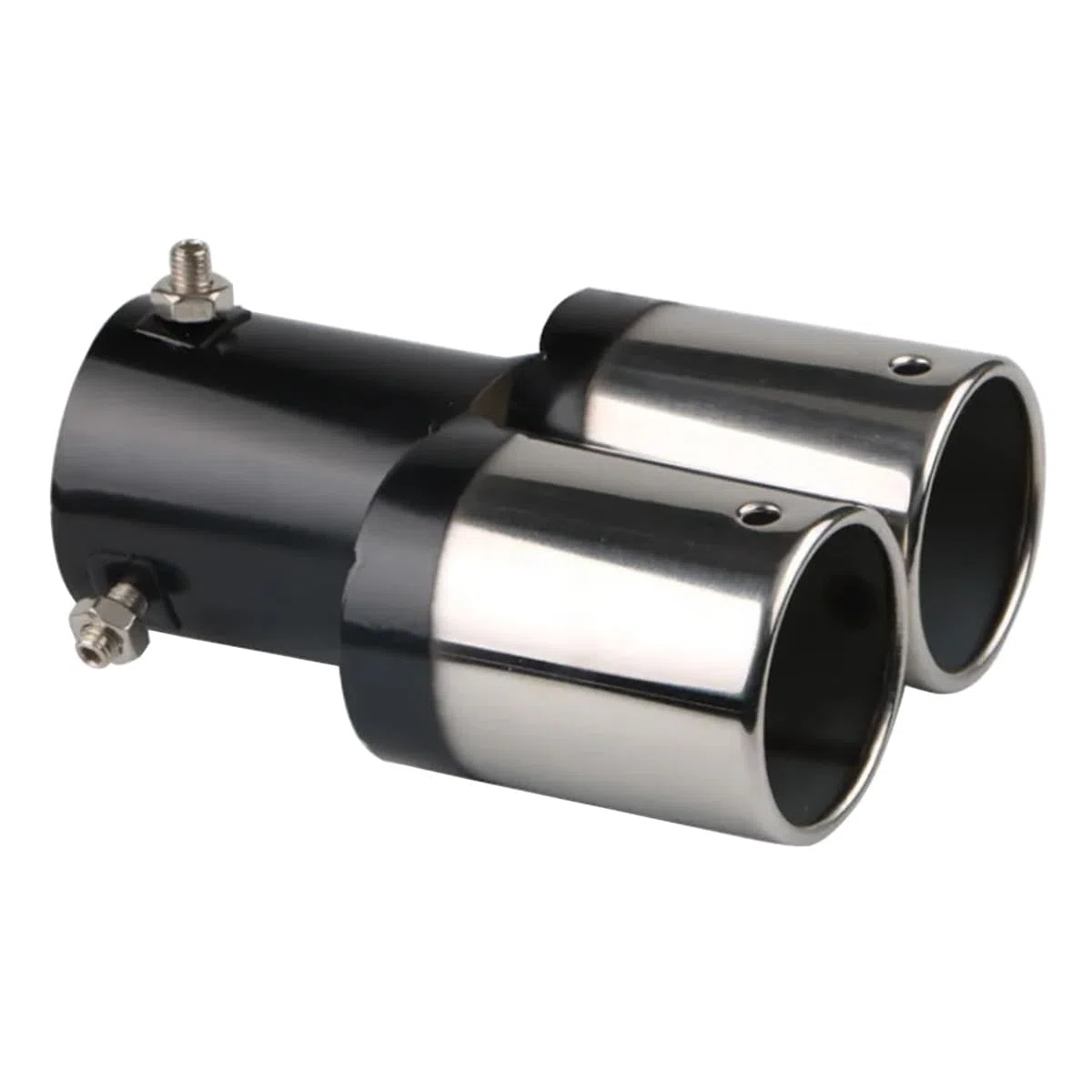 Tubo de Escape del Coche Acero Inoxidable Tubo de Punta de Silenciador Tubo de Cola de Coche Modificado Tubo de Extremo de Escape Salida Doble Directo Plata