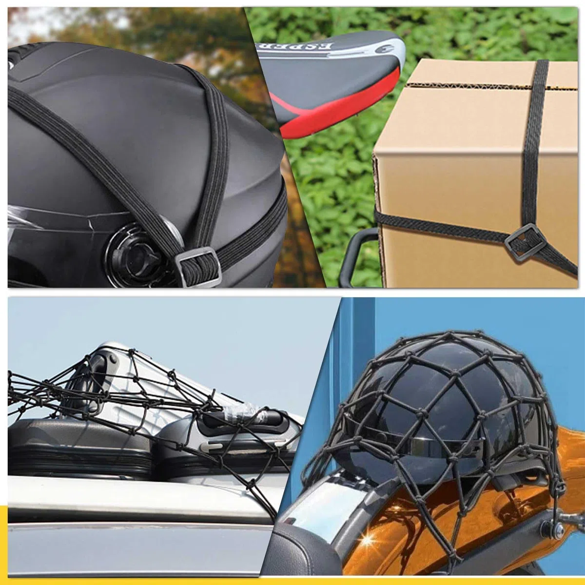 Pulpo Moto,Pulpos Elasticos,3 Piezas Cuerda Elastica Moto,2 Piezas Red Elastica,Cuerda Elástica con Gancho,Red Elástica Moto,Cuerdas Elasticas para Bicicleta Motocicleta Casco Equipaje