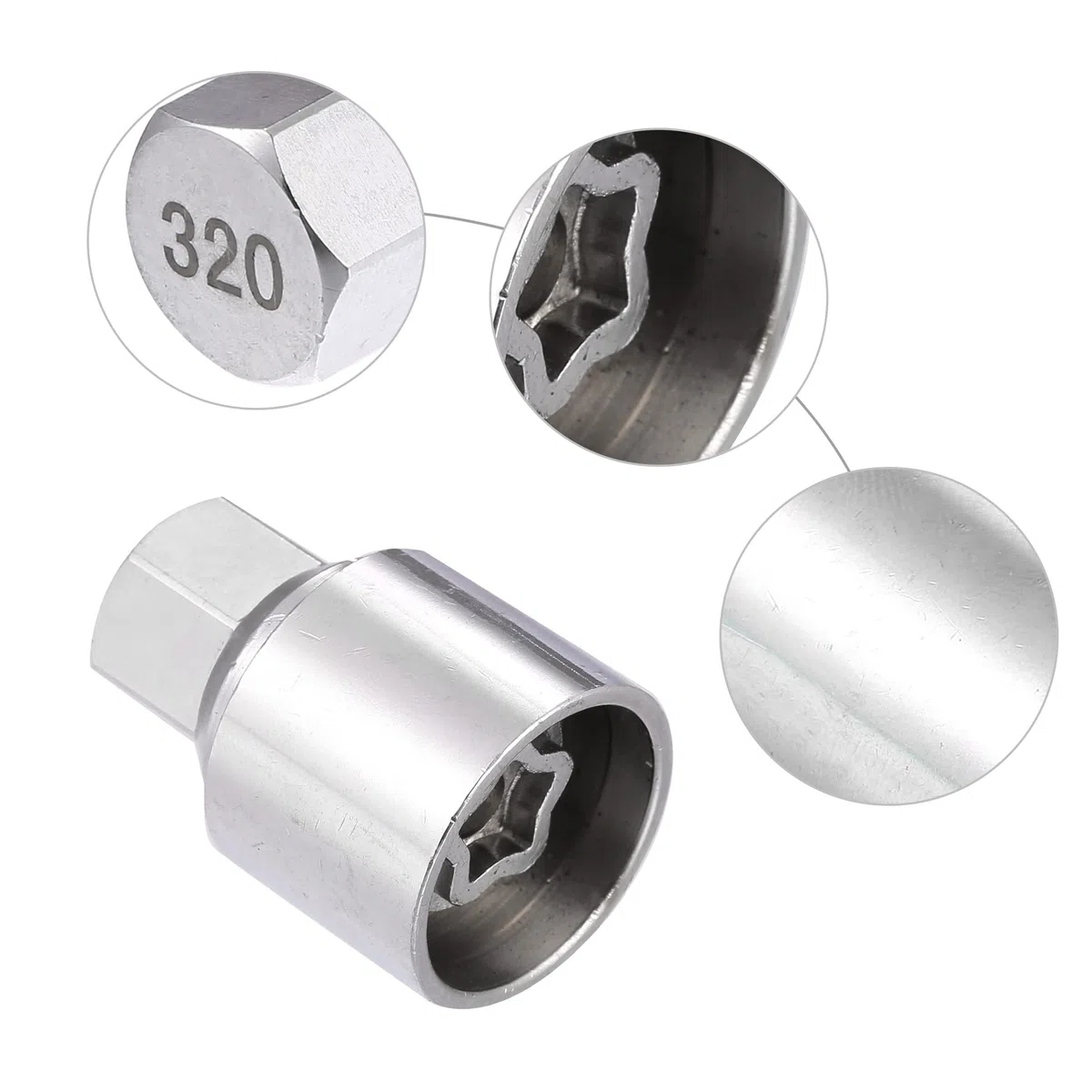 X AUTOHAUX Tuerca De Bloqueo De Rueda para Mercedes-Benz, 1 Unidad, Plata | Color Plata Tono, Material Aleación De Acero, Para Mercedes-Benz, Dimensión 4,1X2,9 Cm, Diámetro Interior 2,4 Cm