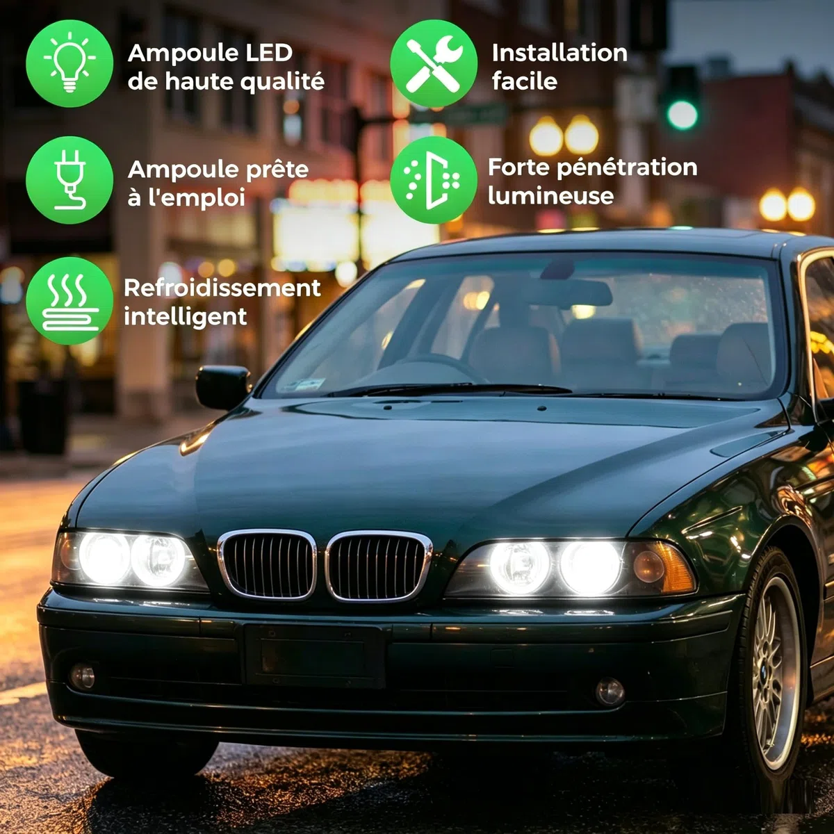 Baceyong 2 bombillas LED de ojo de ángel, impermeables, para luces de marcador de ojos de ángel, compatibles con BMW E39 E59 E53 E60 E31 E63 E64 E65 E66 E83 E87 6312694048, 63126916097, 63126929309