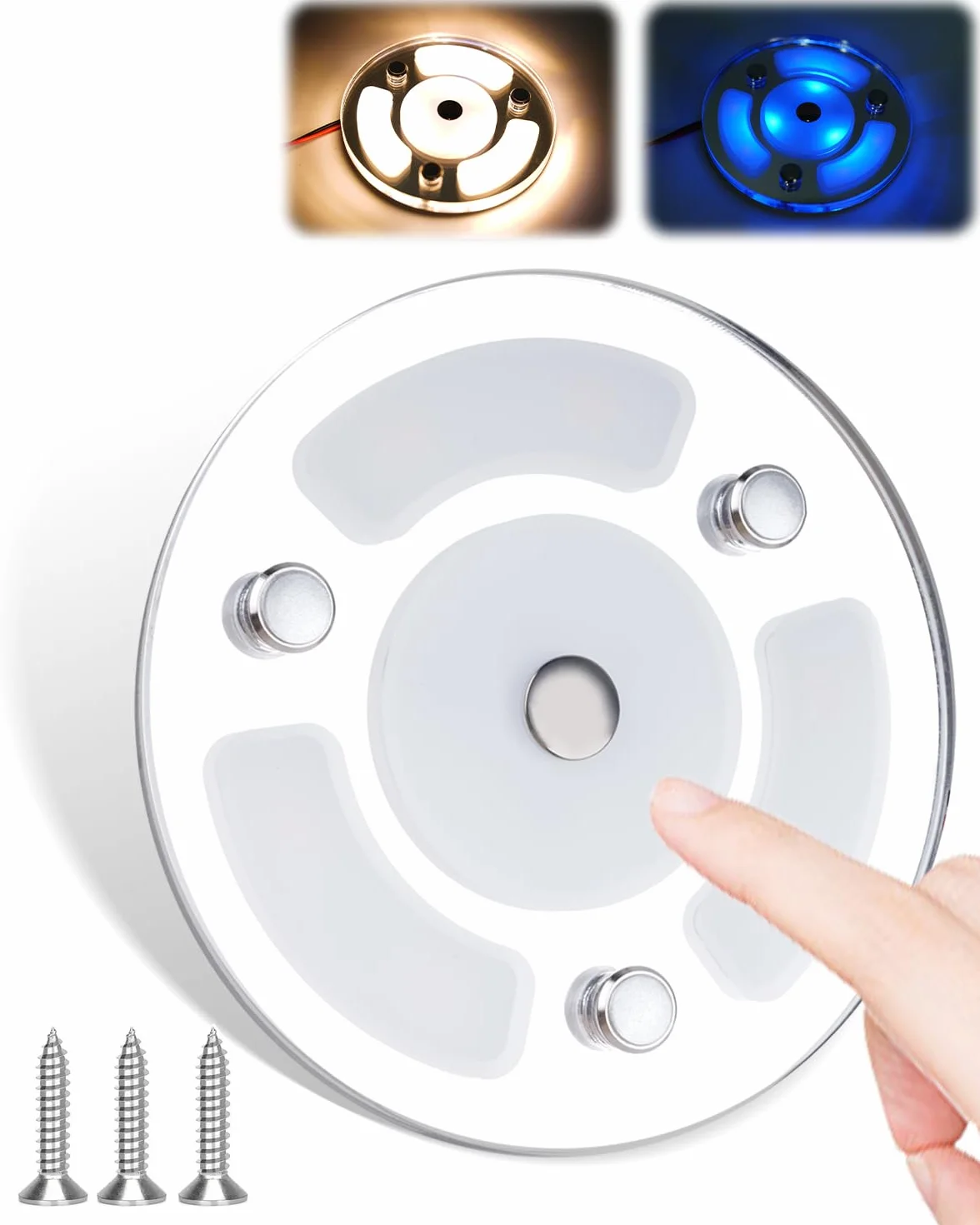 12V Luz de Techo LED Autocaravana Iluminación Interior, Luz LED 12V Regulable 3W Caravana Luces Interiores con Interruptor de Control Táctil, 3000K Campervan Luces para RV Autocaravana Caravana Barco