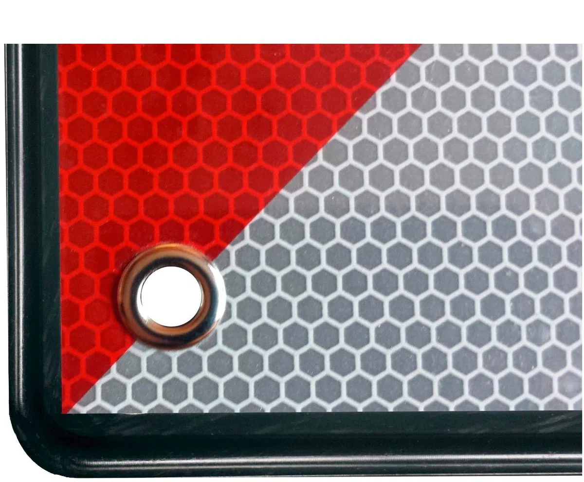 Placa V20 ABS Flexible. Especial Portabicicletas y Carga Saliente. 50 X 50 cm HOMOLOGADA. con Protección Anti Arañazos.