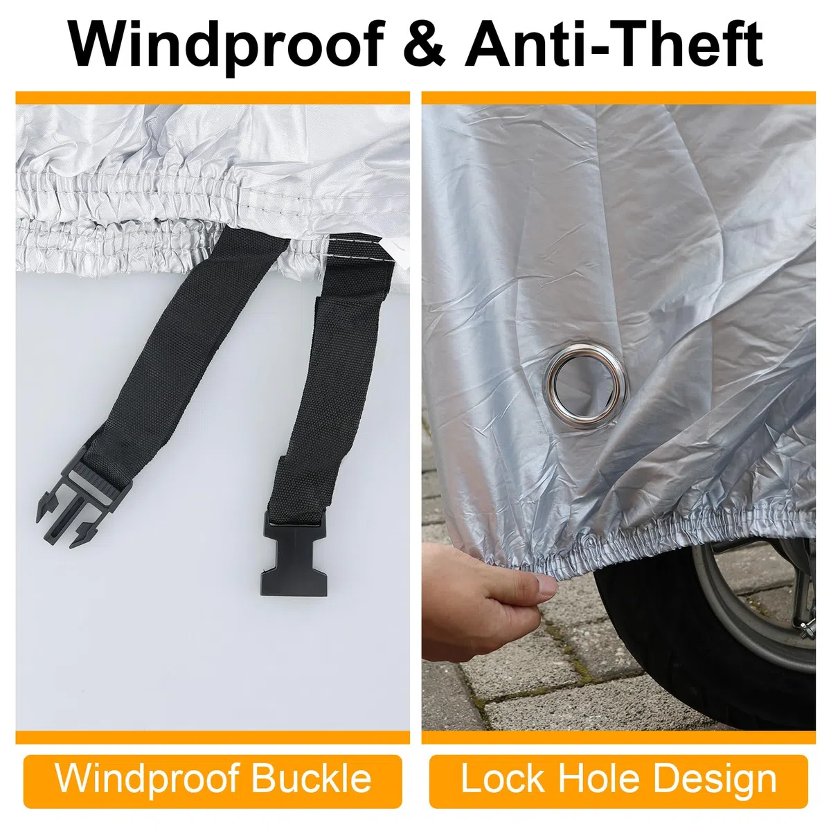 Funda para Moto, Cubierta de Moto Impermeable Protectora a Prueba de Sol Lluvia Polvo Viento Nieve Excremento de Pájaro al Aire Libre, (245 x 105 x 125 cm)