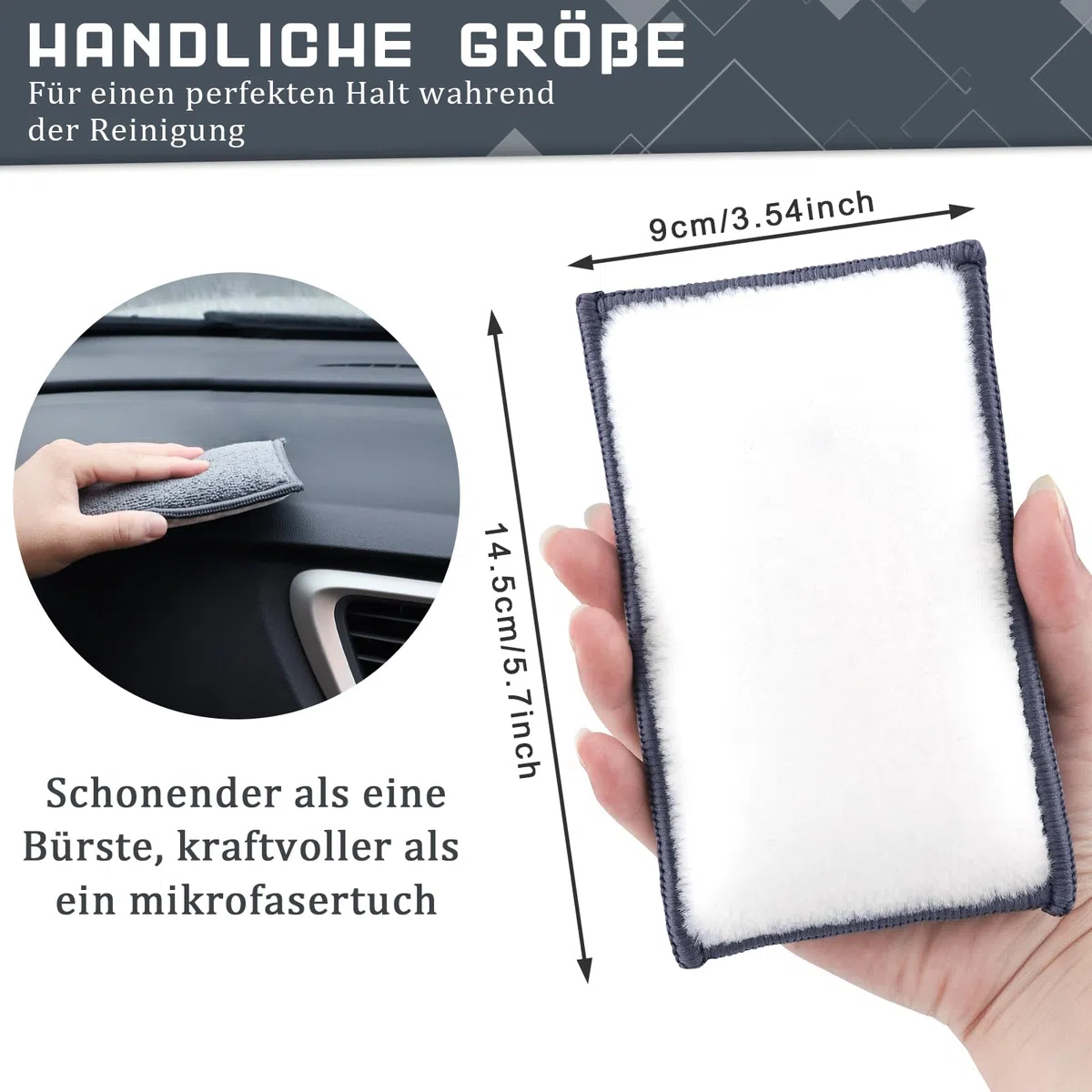 Juego de almohadillas de limpieza para interior de coche, esponja de microfibra para limpieza interior, cuidado de plástico, tapicería, cuero, cabina y grifos, 15 x 9 cm