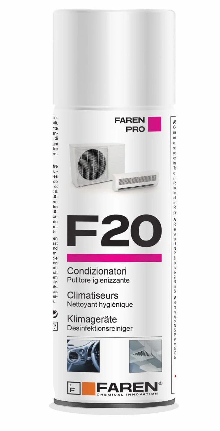 Faren F20 - Higienizante en spray para climatizadores de casa y coche, agradablemente perfumado a base alcohólica, 400 ml
