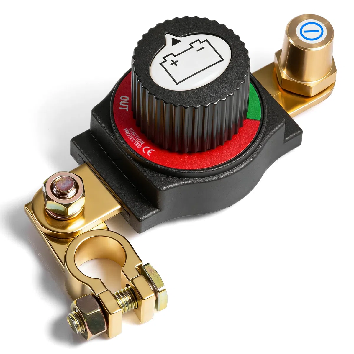 Desconectador de Bateria Coche 12V-48V, Cortacorrientes Coche Ajustable 180°, Interruptor Principal de Batería, Corta Corriente Bateria para Coche, Moto, Barco, Yate, Apto para el terminal negativo