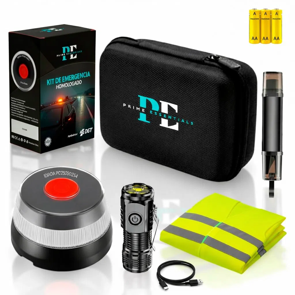 Baliza V16 homologada dgt con geolocalizador I Luz de emergencia V16 Homologado DGT 3.0 con geolocalización I Exigible a partir de 2026 I Kit de Emergencia Completo Para coche y moto