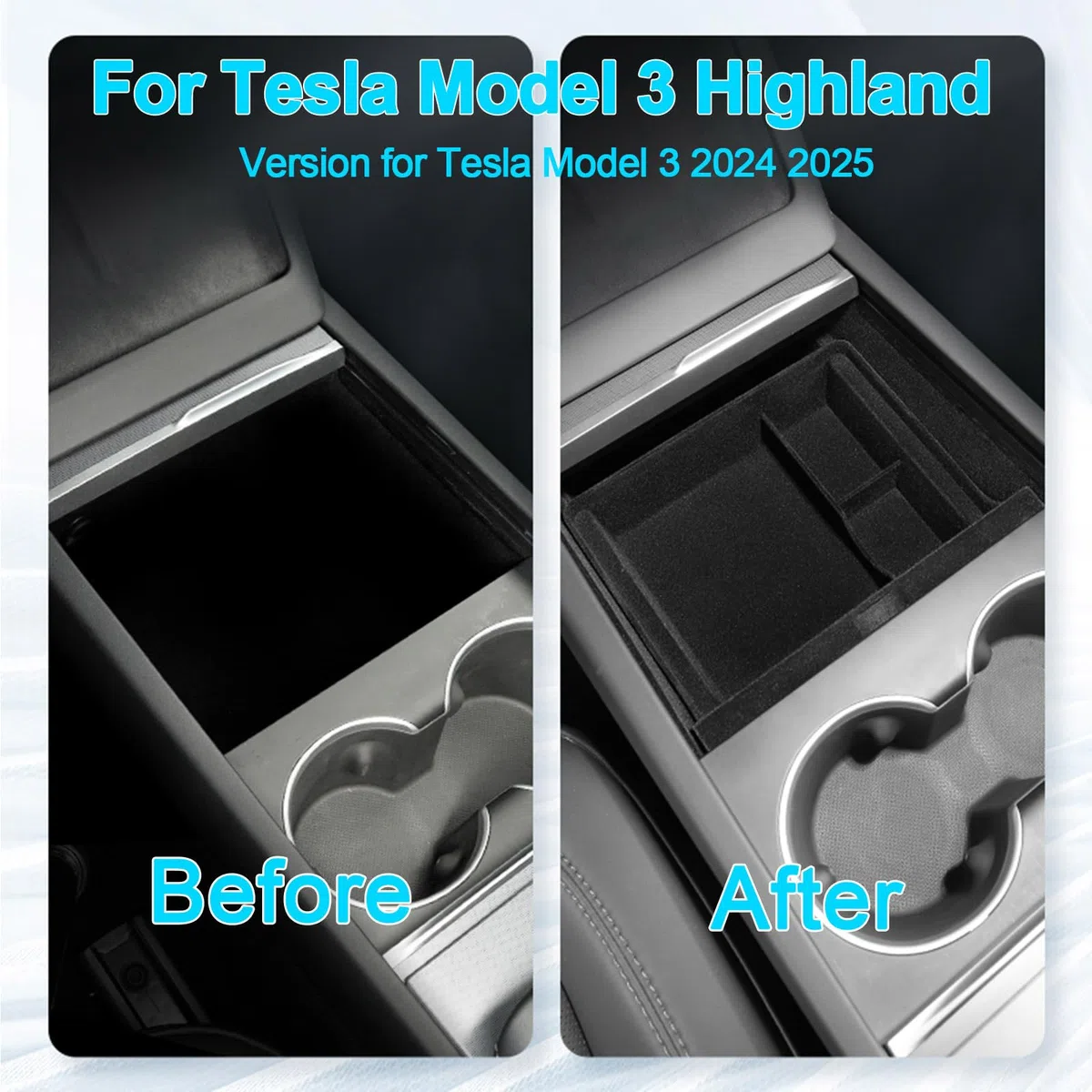 Bandeja organizadora de consola central para nuevos accesorios Tesla Model 3 Highland 2024 2025 Model Y Juniper, para Tesla Model 3 2024 Highland 2025 Model Y Juniper Caja de almacenamiento