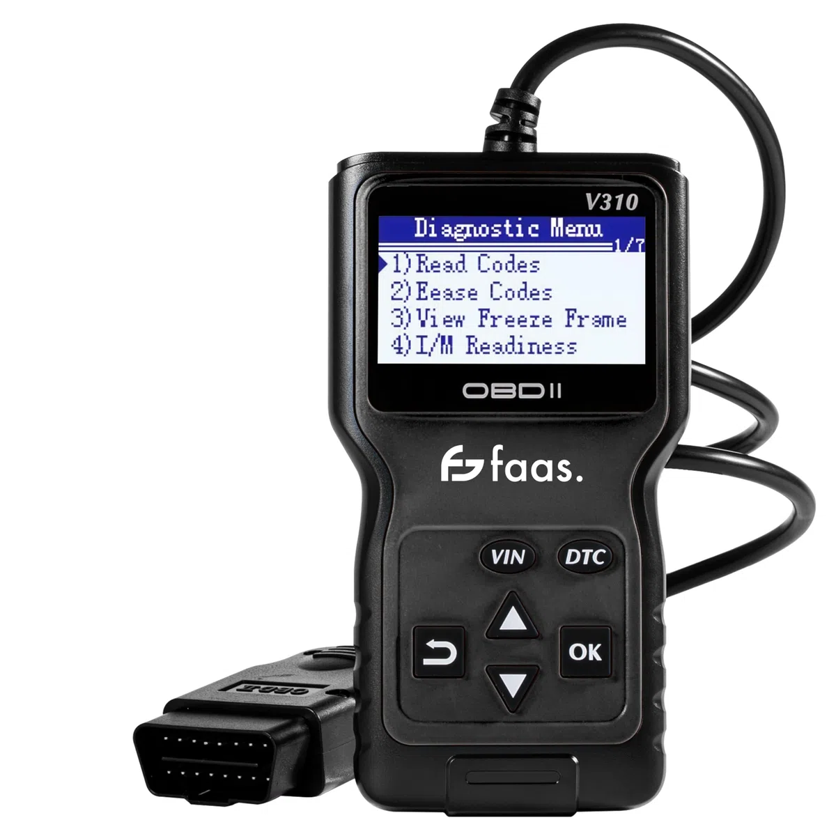 Faas Escáner OBD2 – Herramienta de Diagnóstico Profesional para Coches – Leer y Restablecer Códigos de Error – Desactivar la Lámpara de Falla del Motor – Compatible con la Mayoría de los Vehículos