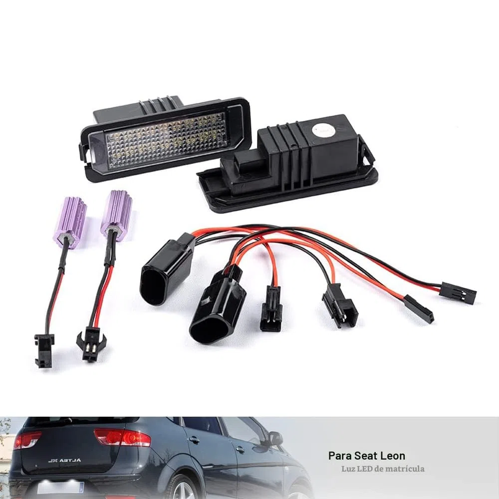 2 luces LED para matrícula compatibles con Seat Leon Mk2 Mk3, Altea XL, Van, Exeo ST/Kombi, lámpara matrícula trasera, iluminación placa LED matrícula 6000K blanco, CANbus sin error