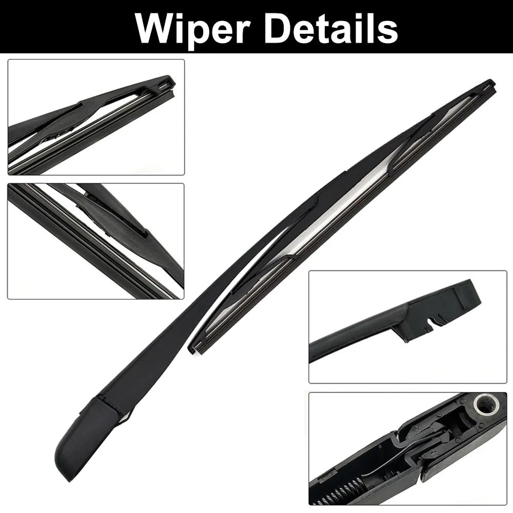 Brazo Limpiaparabrisas Trasero y Escobillas Limpiaparabrisas, Juego de Cuchillas del Brazo del Limpiaparabrisas Trasero Compatible con Peugeot 206 1998-2009
