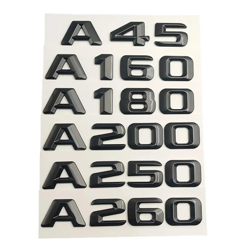 Letras de Coche Negras ABS 3D aptas for Mercedes A45 AMG A160 A180 A200 A220 A250 A260 W176 W177 Emblema Pegatinas Accesorios for Maletero(Glossy Black,A200)