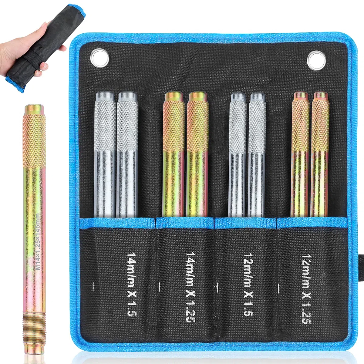 Ayuda Montaje Ruedas Pasador de Guía de Rueda 8PCS M12x1.5 M12x1.25 M14x1.5 M14x1.25 Herramienta de Guía de Pasador Perno Universal De La Alineación Compatible con Vehículos Europeos