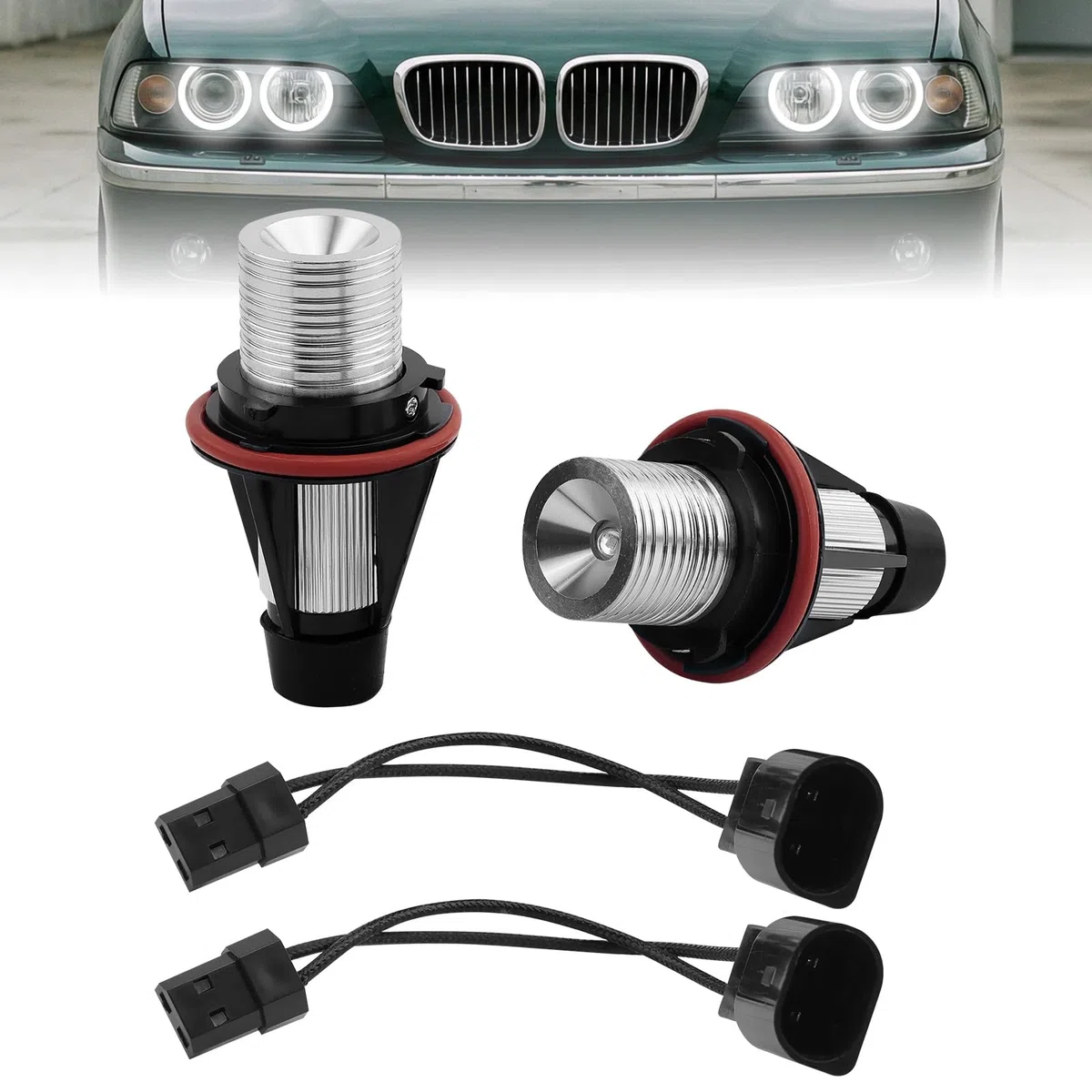 Baceyong 2 bombillas LED de ojo de ángel, impermeables, para luces de marcador de ojos de ángel, compatibles con BMW E39 E59 E53 E60 E31 E63 E64 E65 E66 E83 E87 6312694048, 63126916097, 63126929309