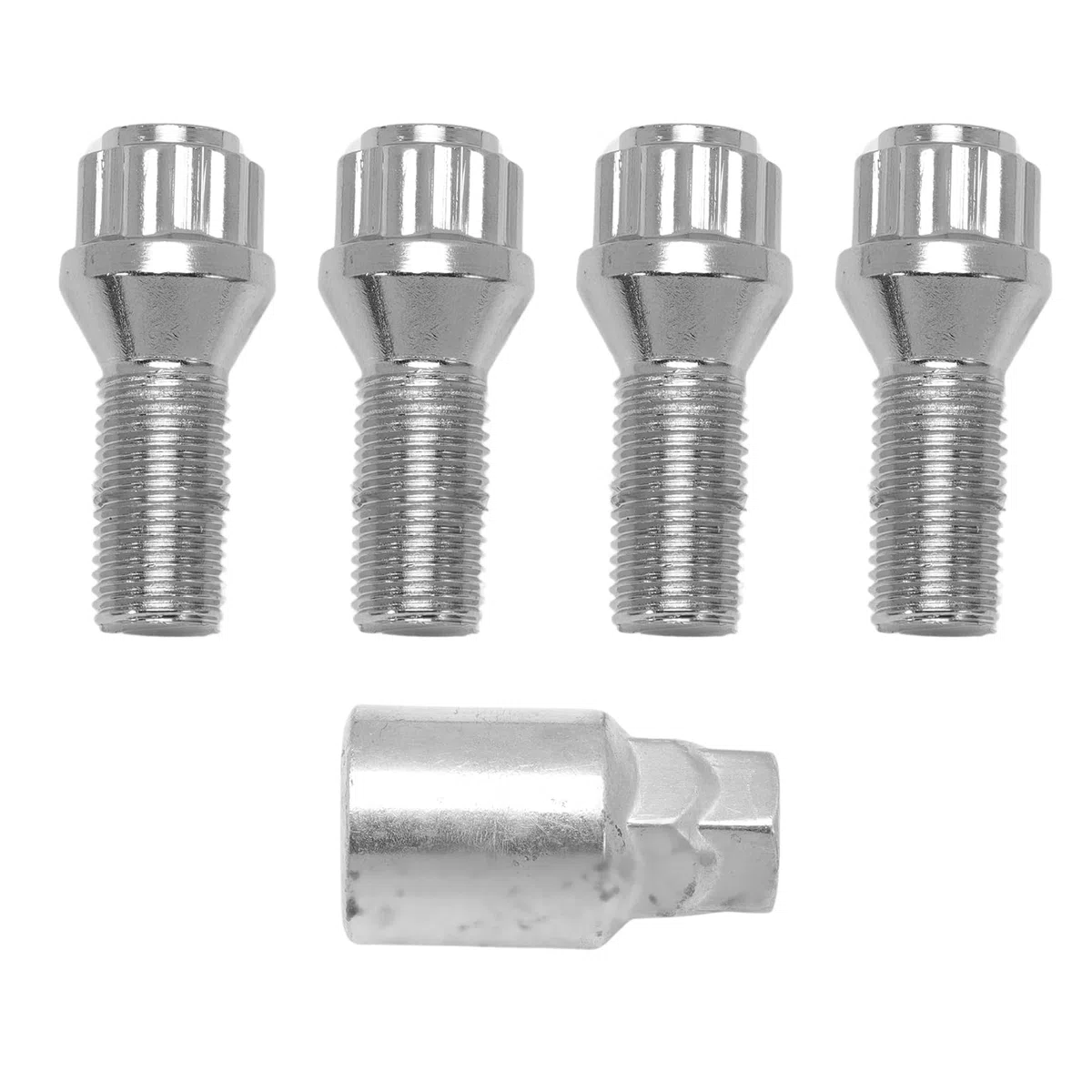 4X Juego de tornillos de rueda antirrobo compatibles con A1 A3 A4 A5 Golf Jetta Touran Seat Vivaro X3 X5 M14 x 1,5 28 mm con 1 llave