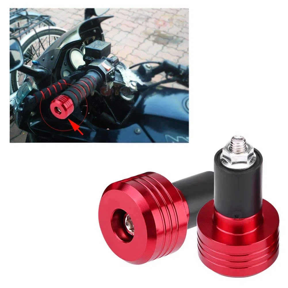 Qiilu - Puntas de Manillar Universal antivibraciones, 22 mm, Universal de Aluminio para Motocicletas (Rojo)