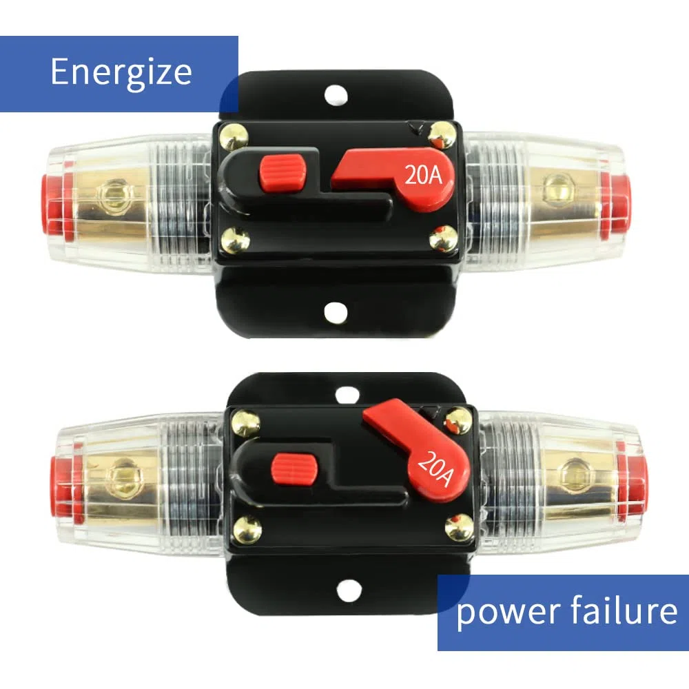 2PCS Disyuntor de recuperación automática Portafusibles de 20A 12V-24V Interruptor de fusible de reinicio automático