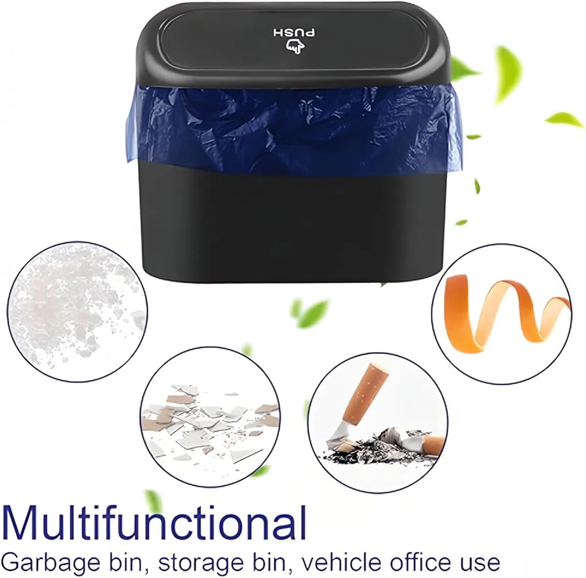 Papelera Coche para Mini Aceman 2025 2024, Cubo de Basura Mini Contenedor de Residuos con Tapa Accesorios Interior Automóvil Impermeable Negro Portátil