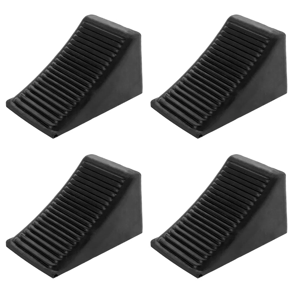 MIVIDE 4 piezas de cuña para rueda, 16 x 10 x 10 cm, cuñas para remolque, cuñas para coche, cuñas para remolque en negro, cuñas de freno para remolque, base antideslizante