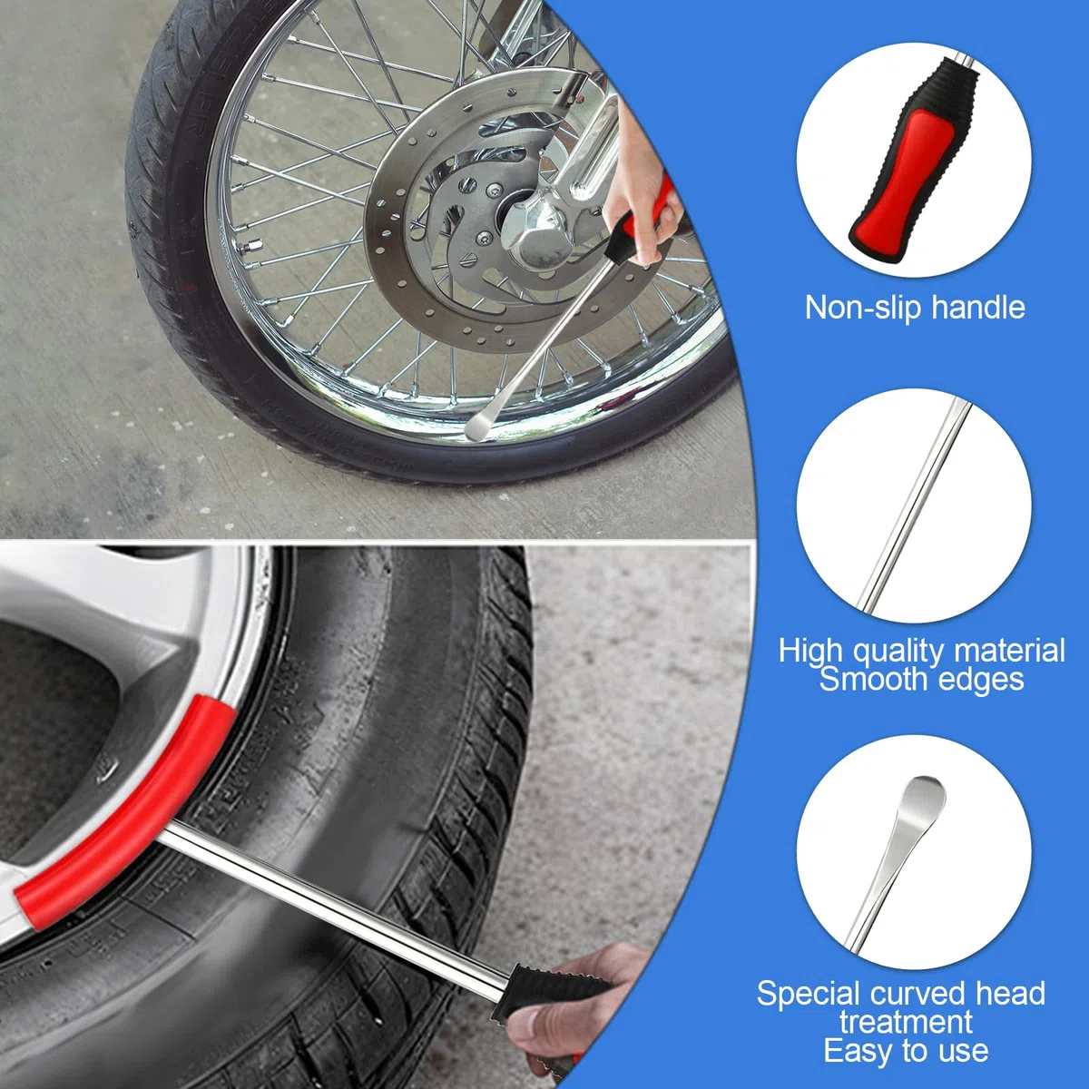 Cuchara de neumáticos, herramienta profesional de instalación de neumáticos, palanca de neumático de bicicleta, adecuado para motocicletas, bicicletas e instalación de neumáticos de coche, 30 piezas