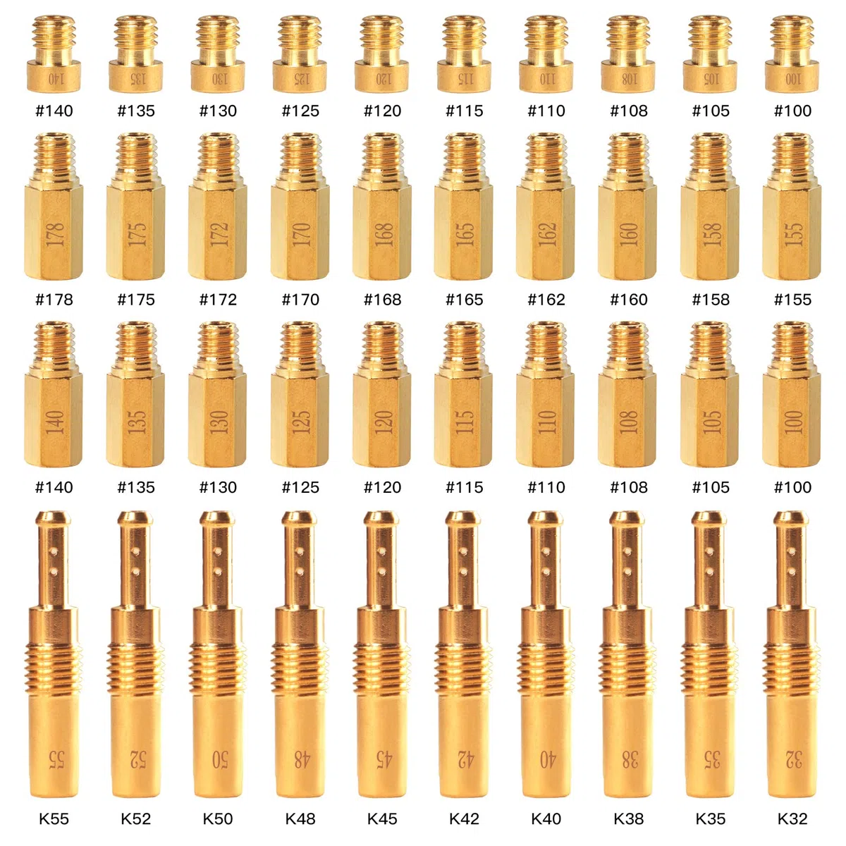 Kit de 40 piezas de chorro principal de chorro de piloto lento para PWK Keihin OKO CVK Crab, reemplaza #SCL-2018090002-ZH-T-01/02 SCL-2018090001/03-ZH-T-01
