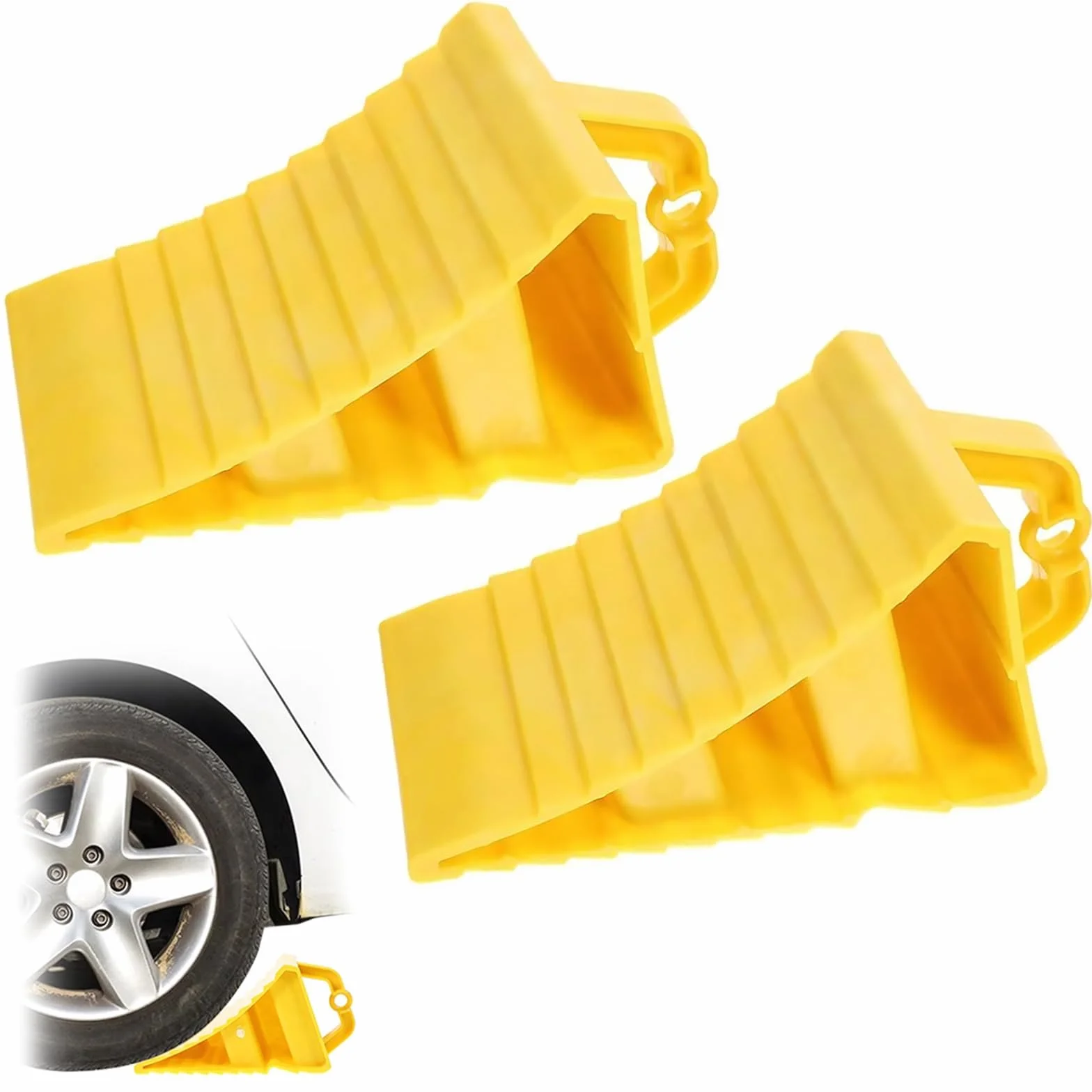 2 Piezas Calzo para Ruedas de Coche, 20 * 12 * 11 CM Cuñas de Ruedas, Calzos Coche, Cuñas De Freno, Calzos para remolques, Cuña Rueda Coche, para Coches, Remolques, Caravanas, Autocaravanas