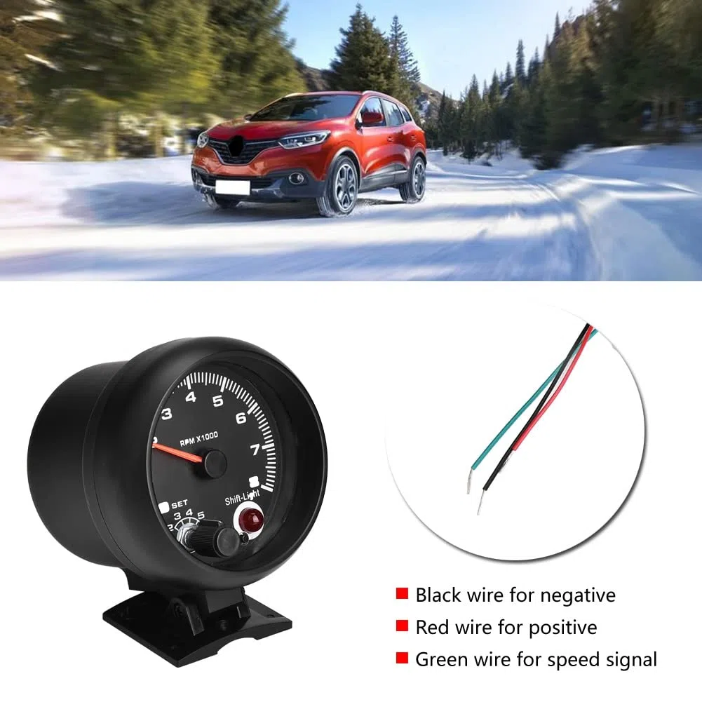 Tacómetro Universal 12V, 0-8000 RPM, Contador de Revoluciones, Medidor de Tacómetro, Luz de Cambio LED