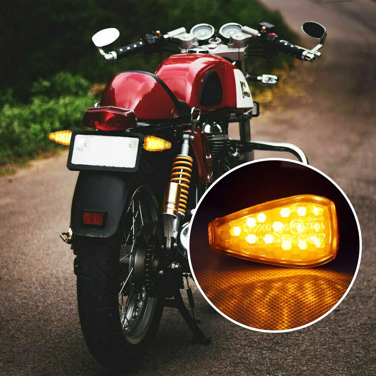 RUIZHI Intermitentes Moto Homologados, Luces LED Para Motocicleta de 4 Piezas, E50 12 / 24V Para el DíA y La Noche