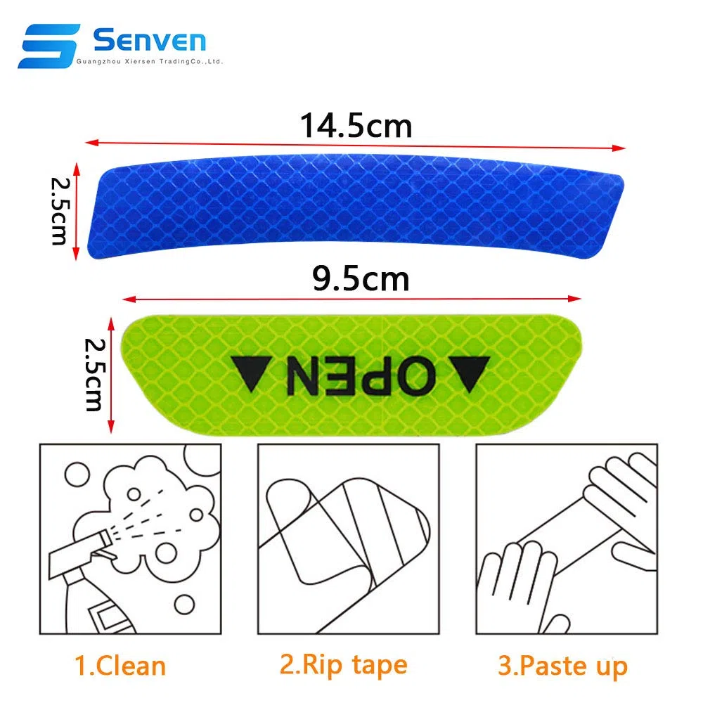 Senven Pegatinas de Advertencia Reflectantes de Puerta avanzadas Adhesivos Anti colisión de Puerta, Cejas Rueda Coche Adhesivos Reflectantes Impermeables universales, Rojo y Blanco -16 Piezas