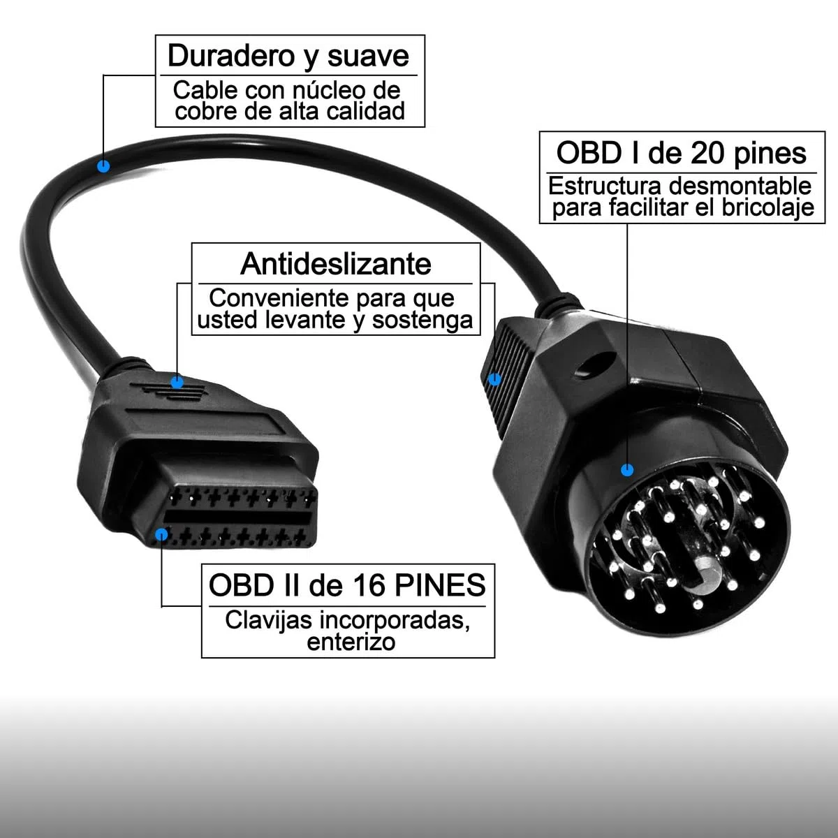 OBD OBD2 Adaptador de diagnóstico de Conector de 16 Pines Compatible con BMW de 20 Pines
