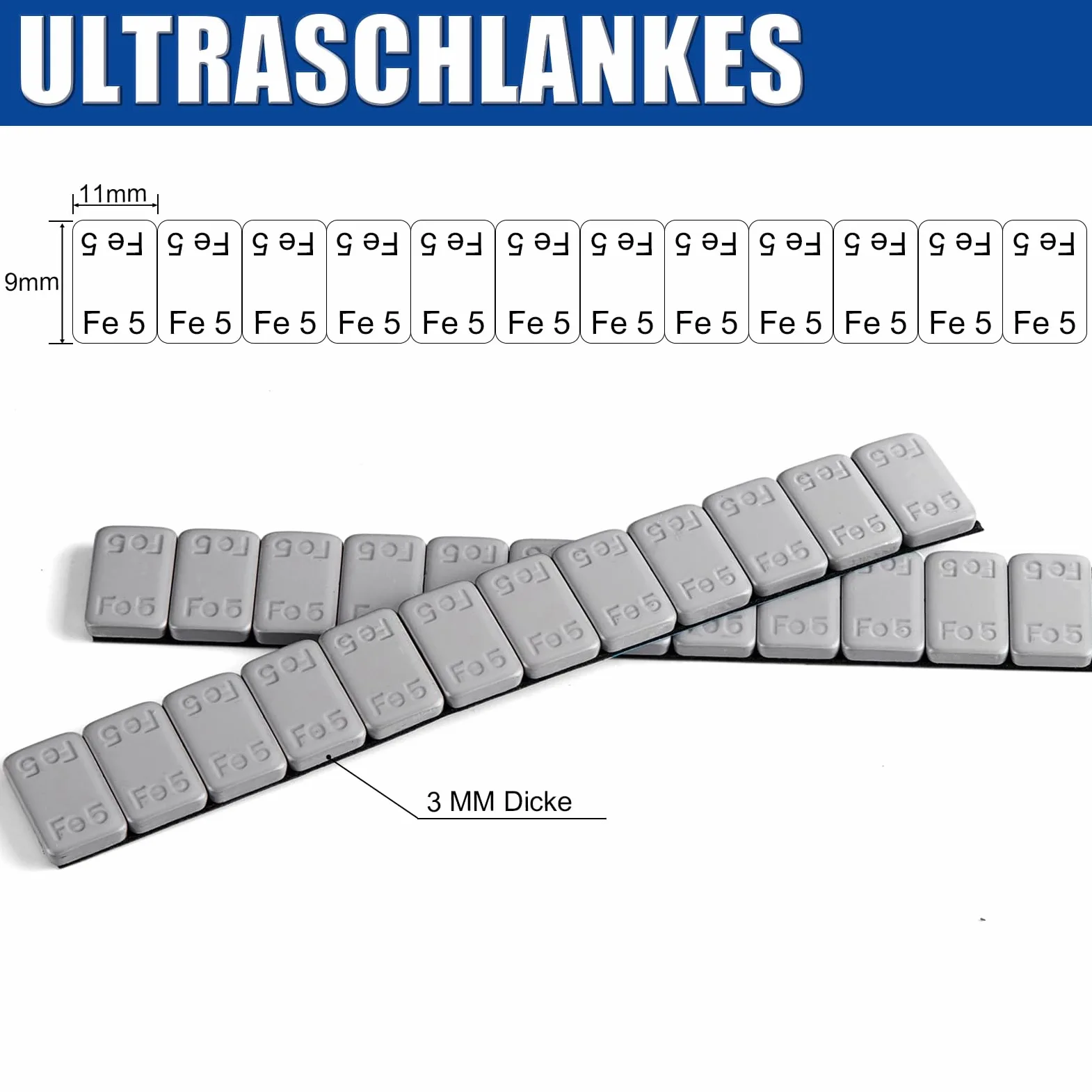 GAsupply 25 Pesos Adhesivos | Contrapesos Adhesivos Pesos Grises | 25 x Barras Autoadhesivas 12 * 5g | Galvanizadas y Recubiertas de Plástico