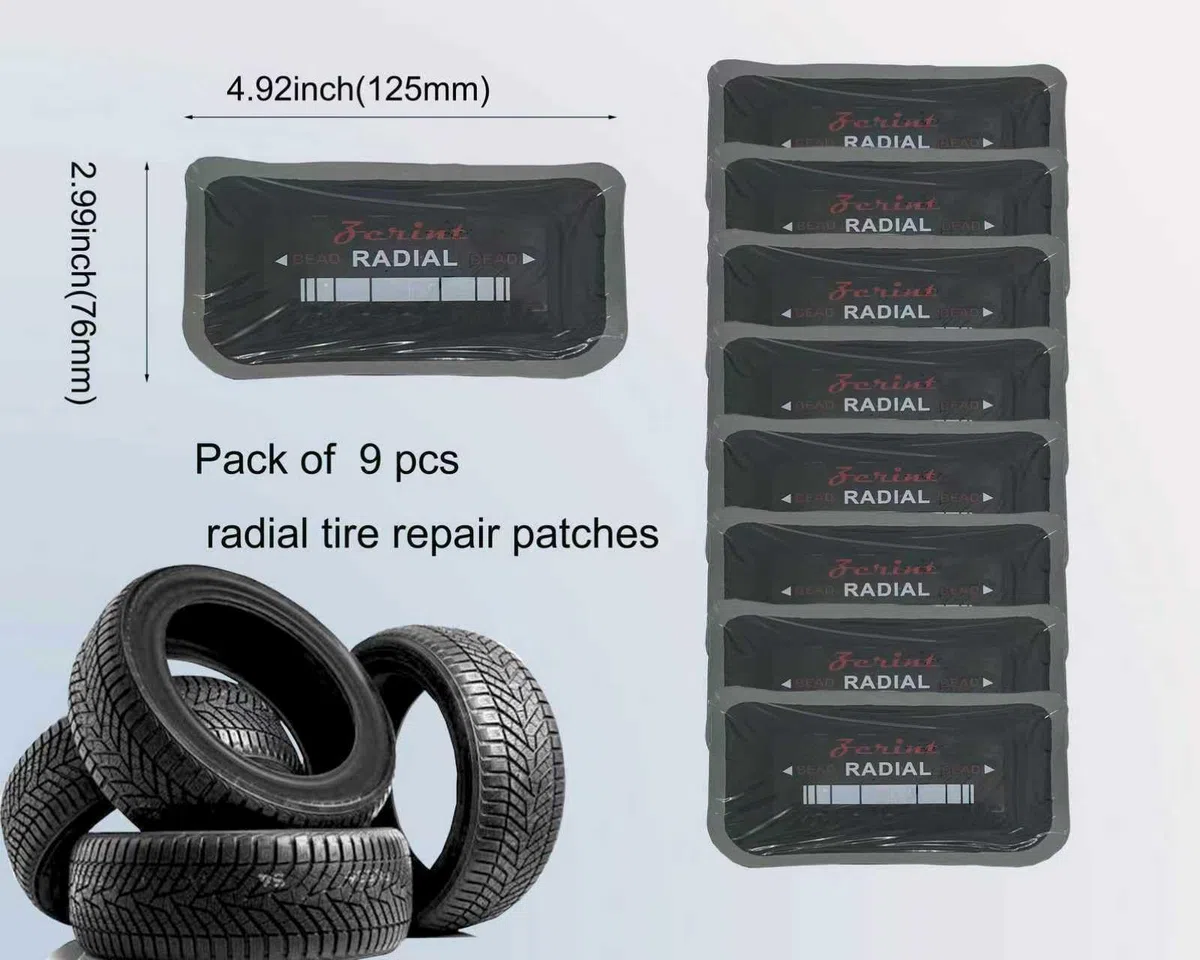 TP-R07 Parche de Reparación Radial, Parche de Reparación de Pinchazos de Neumáticos para Automóviles, Camiones, Autobuses, 5" x 3", 2 Capas, 9 Piezas