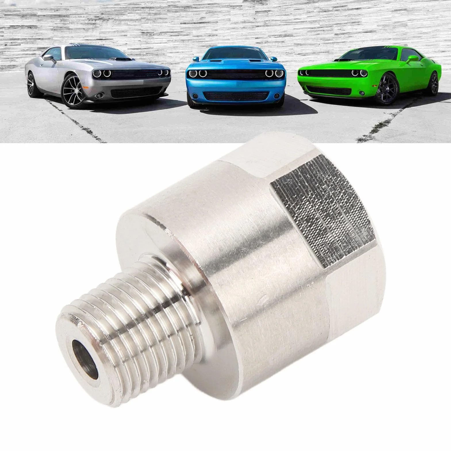 Tissting Adaptador de Medidor de Presión de Aceite, 1/8 Pulgadas NPT Macho M10x1.0 Hembra, Adaptador de Sensor de Presión de Aceite de Acero Inoxidable para Manómetro de Aire de Aceite de Agua