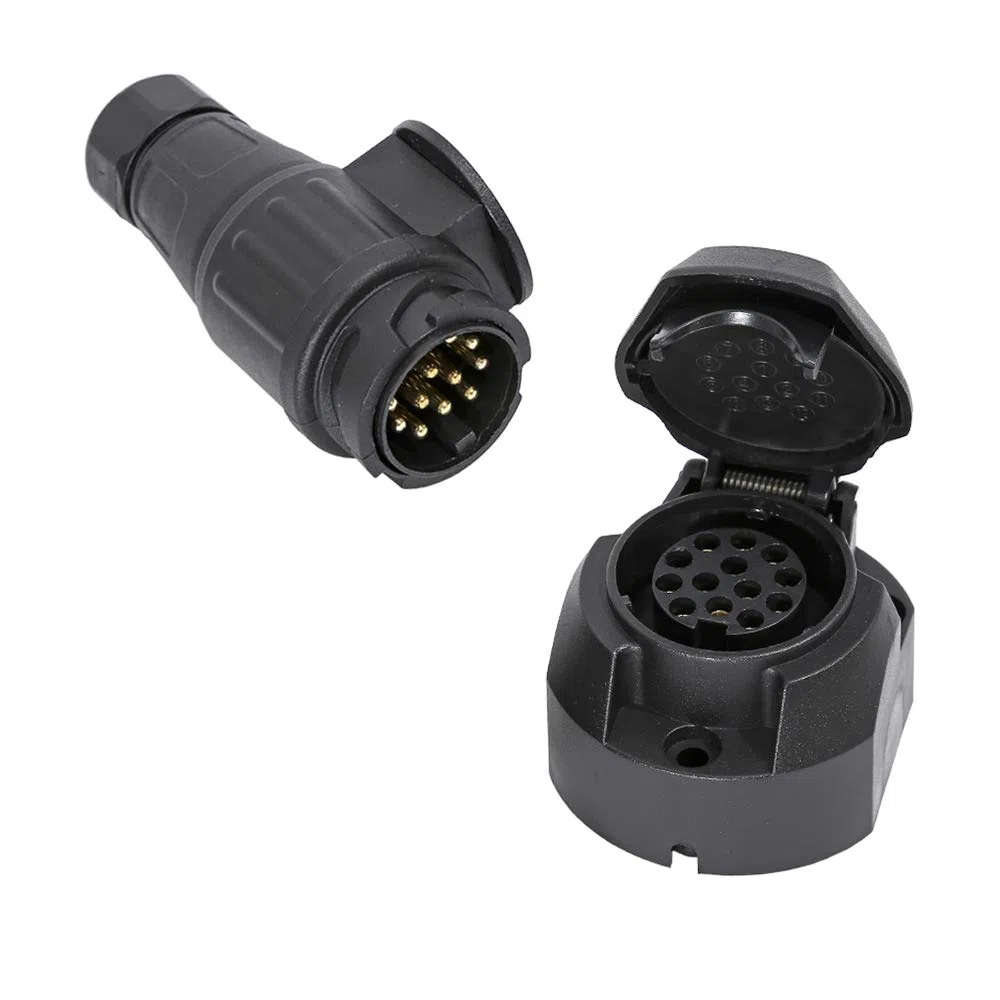 Enchufe Remolque 13 Pines - Conector Hembra/Macho 12V Impermeable para RV, Camión y Auto