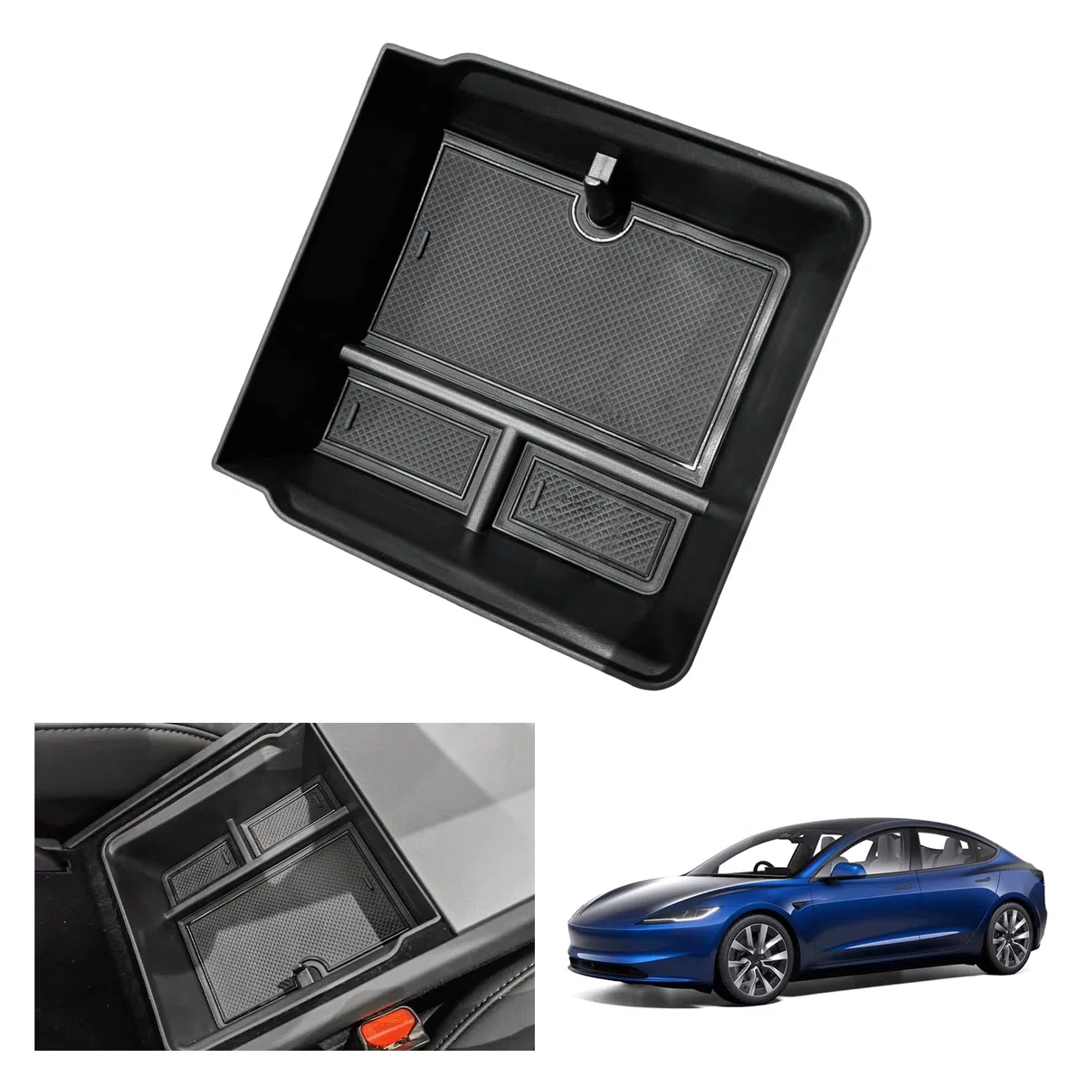 [Nuevo 2024] GAFAT Tesla Model 3 2024 2025 Consola Central Caja de Almacenamiento, Tesla Model 3 Highland 2024 Reposabrazos Organizador Bandeja Guantera, Tesla Model 3 2024 Accesorios
