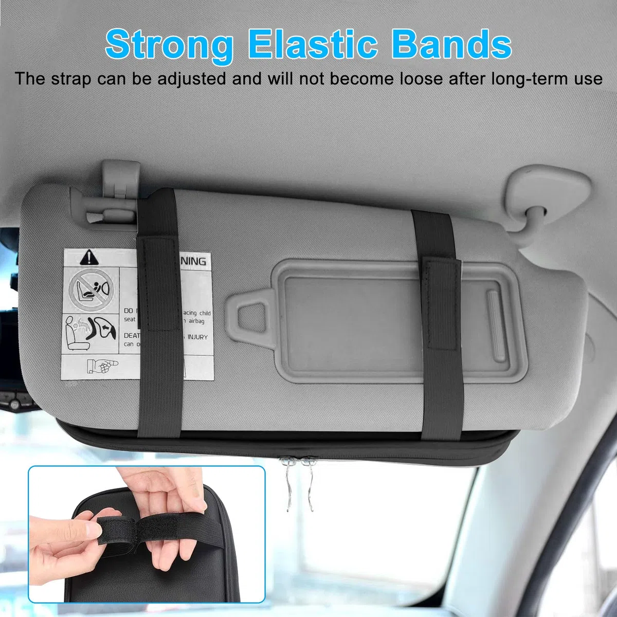 Linkstyle Organizador de Visera para Coche de Cuero PU, Soporte para Gafas, Bolsa Visera Parasol para Tarjetas Licencias Recibos Bolígrafos