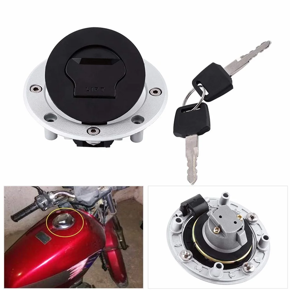 Fydun Tapón del Tanque de Combustible de Gas, Tapa del Tanque del Tanque de Combustible de Gas de Aluminio con 2 Teclas para GSXR 600 750 GSXR1300