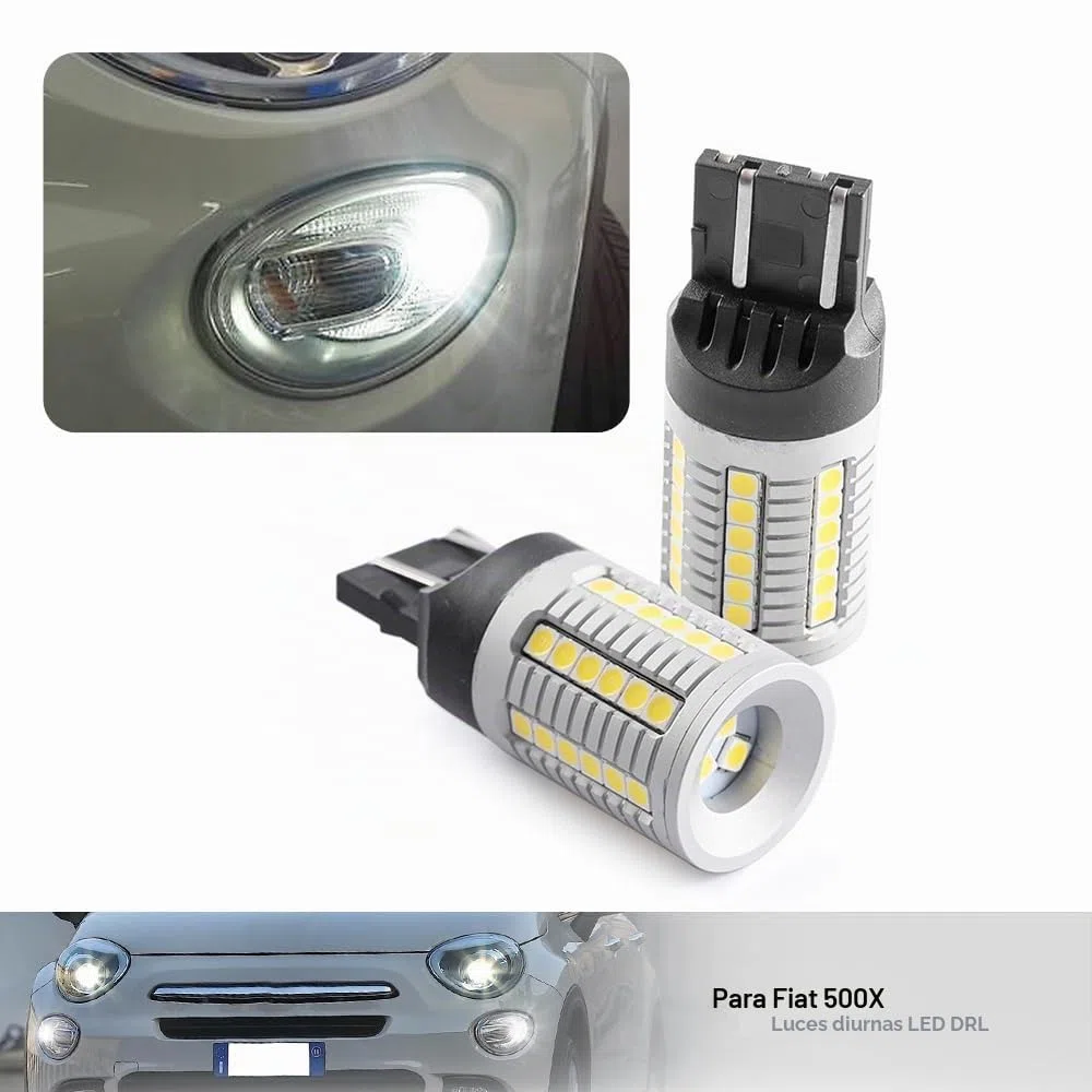 LED Drl bombillas de luz de circulación diurna para FIAT 500X Typ334 2018-2023 par de luces DRL 45 LED T20 CANBUS 6000K sin ERROR W21W luz Led de estacionamiento