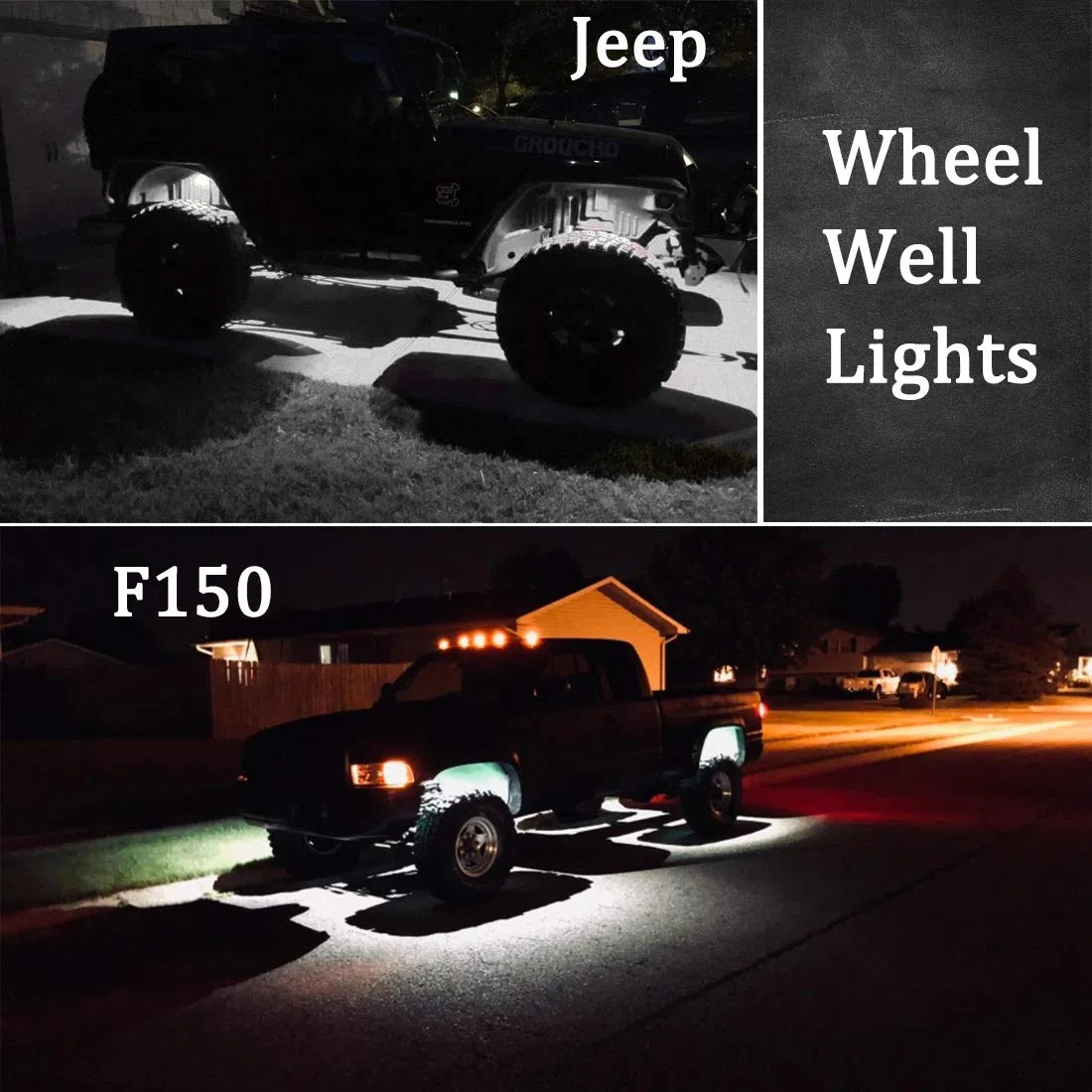 luces LED de roca, tira de luces, luz de pozo de rueda, luz de neón, iluminación para coche, carrito de golf, todoterreno, motos de nieve, SUV, ATV, gatear, barco, color blanco, 8 unidades