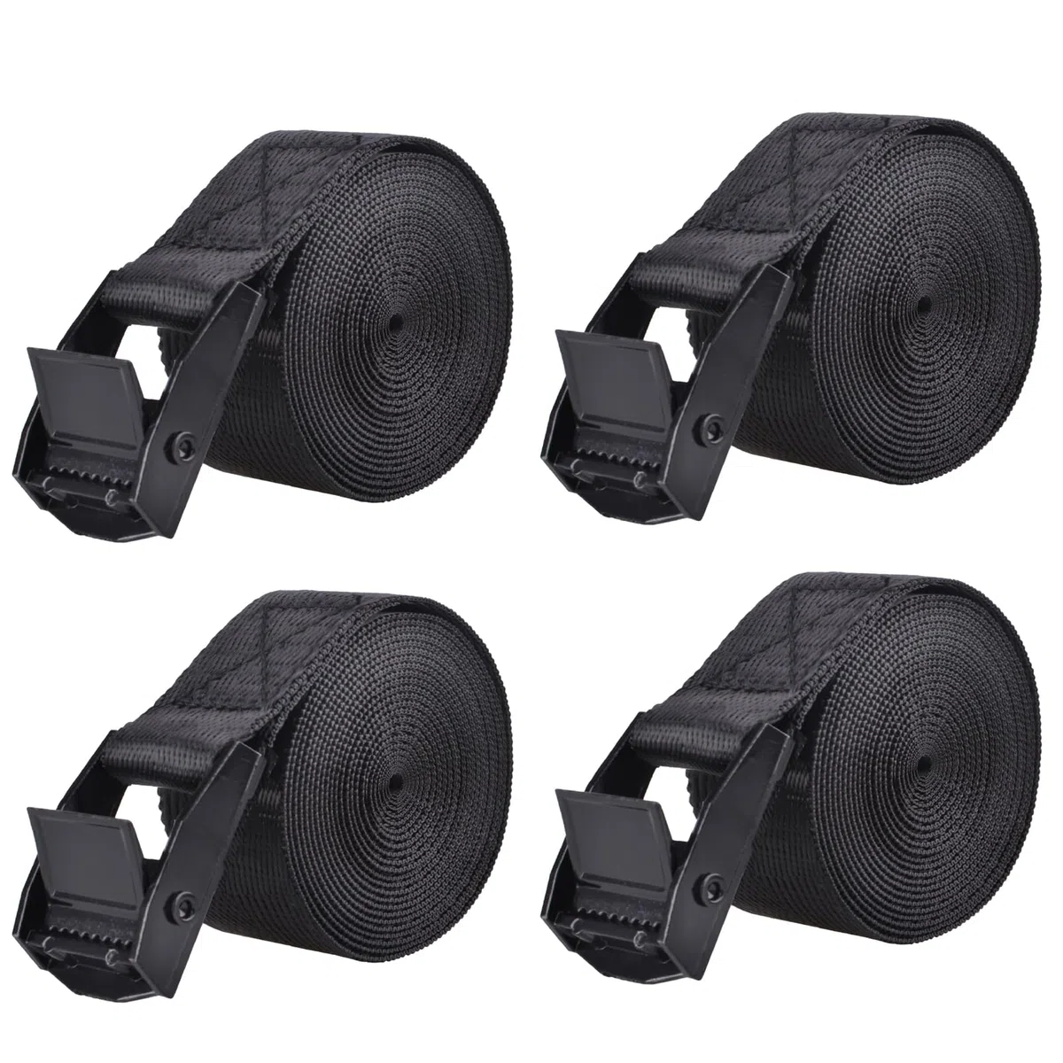Azarxis Correa de Equipaje Ajustable 25 mm 4 Piezas Correa de Amarre con Hebillas para Maleta (01 Negro - 4 Piezas, 1 m)
