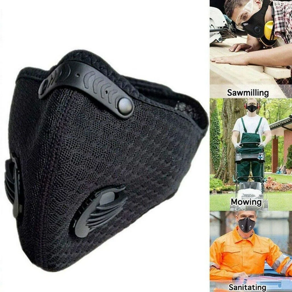 Riloer Máscara antipolvo, máscara facial con filtro de polvo para ciclismo, motocicleta, motocicleta, bicicleta, máscara anticontaminación, filtro antipolvo de media cara, azul