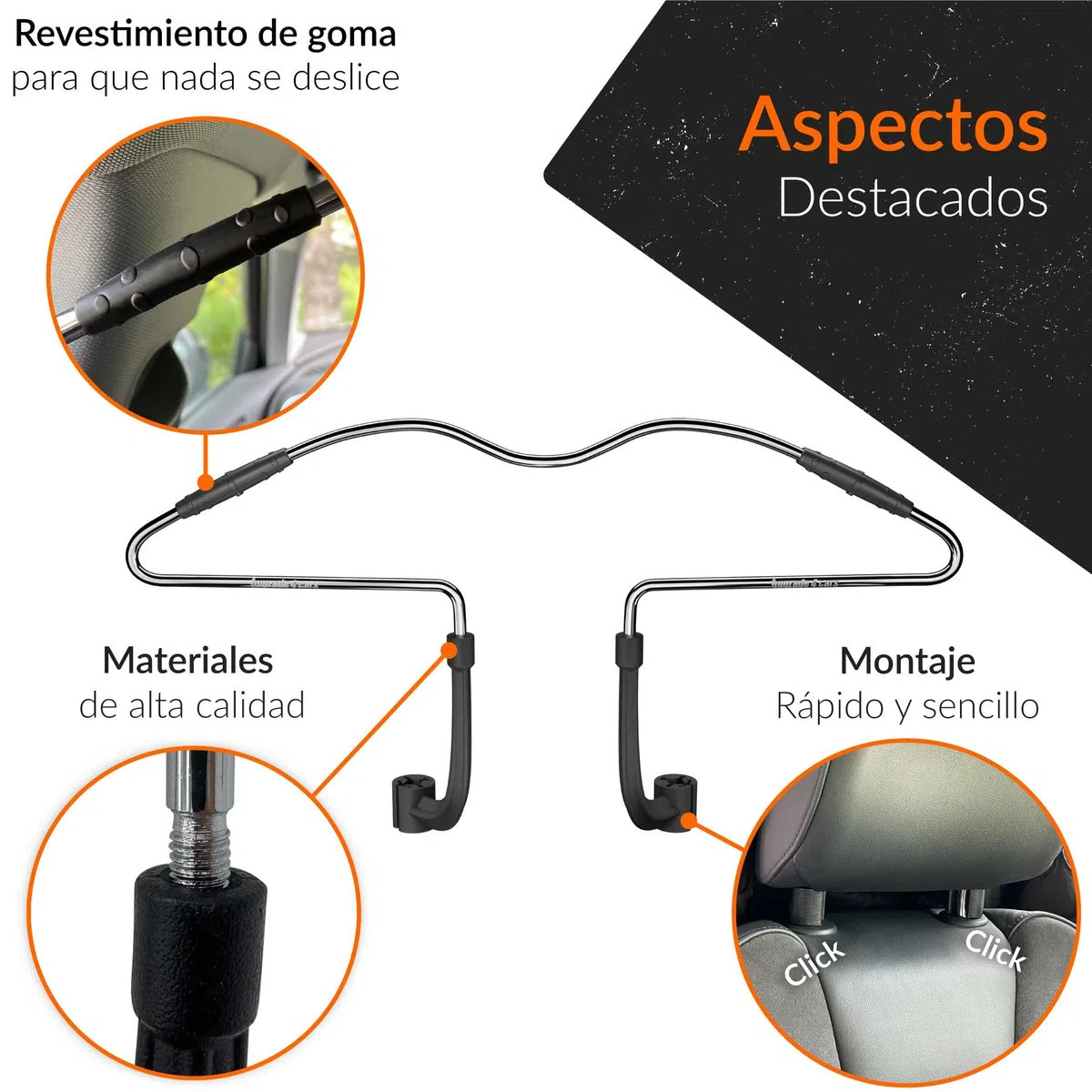 Upgrade4cars Percha Coche Reposacabezas | Perchero para Camisas y Chaquetas | Accesorios Coches