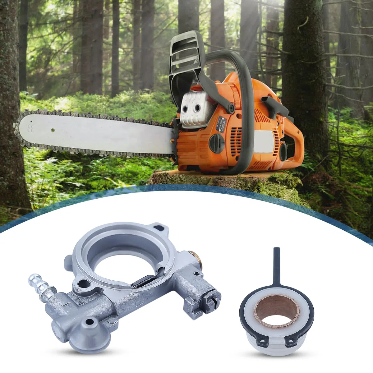 Bomba de Aceite para STIHL 024 AV MS 260 MS 240 Serie Motosierra, AUMEL Bomba Aceite con Engranaje de Tornillo Kit de Repuestos, Reemplaza 1121 007 1043