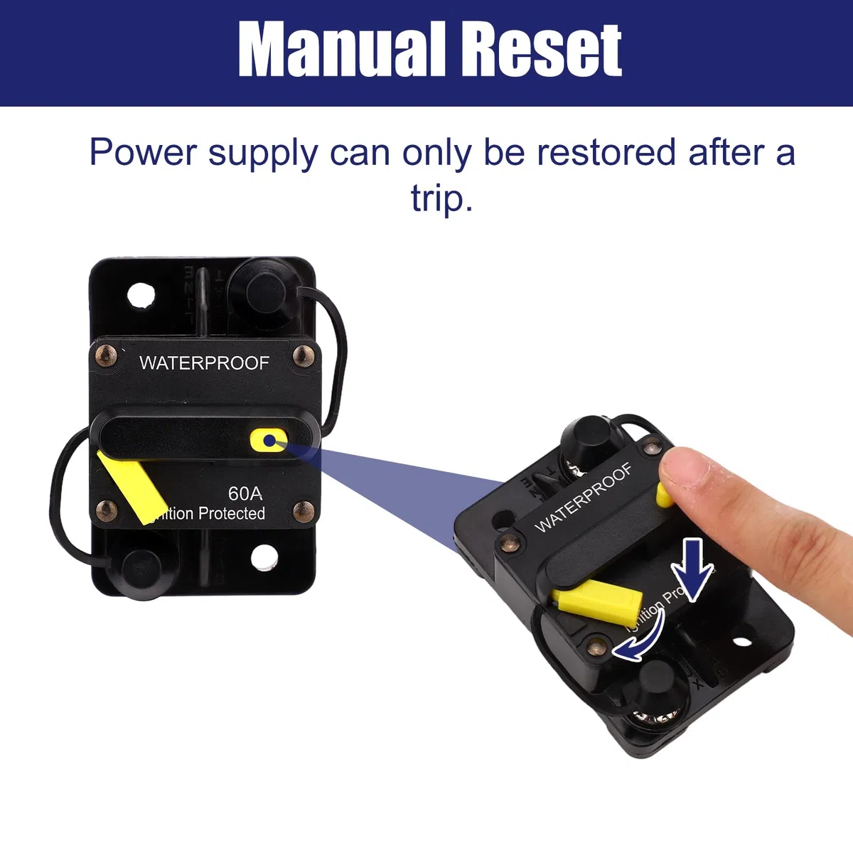 Disyuntor 1865115 MKR-27 para Minn Kota, Repuesto de Disyuntor Marino de 60 Amperios Compatible con Motores Eléctricos Pesca Arrastre Minn Kota 12 V/24 V/36 V/48 V