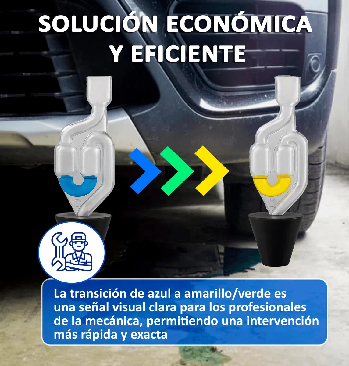 Detector De Fugas De Junta De Culata por CO₂ | Kit Profesional para Prueba de Gases En Refrigerante | Detecta Fugas de CO2 Rápidamente | para Motores Diésel y Gasolina (5 Pruebas)