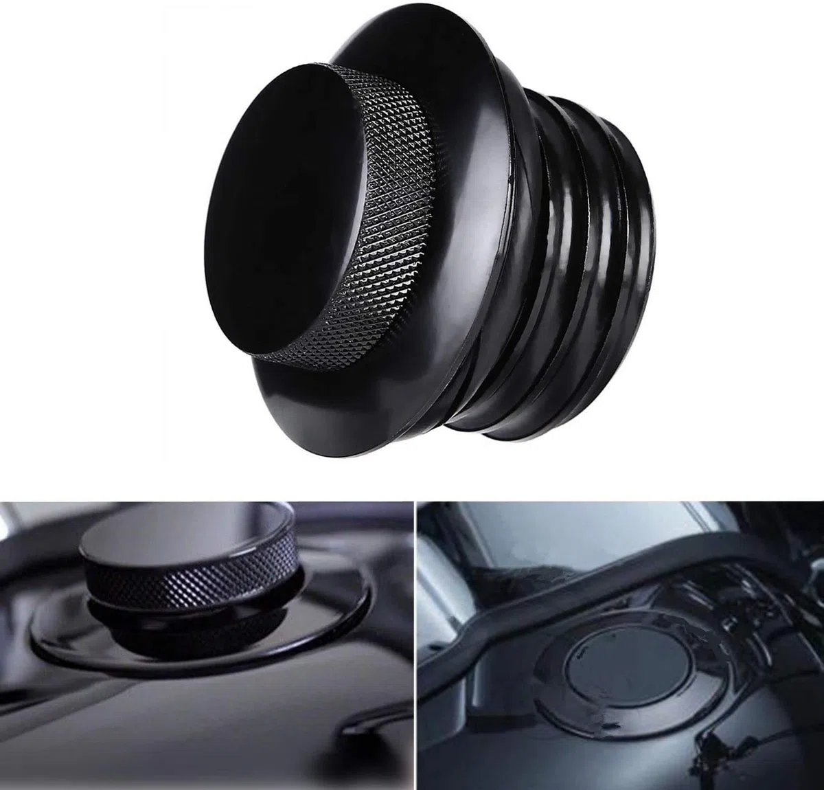 WANLIAN - Tapa de gasolina negra con función de apertura automática, ventilada, rosca regular, compatible con Harley Davidson 1982-2010